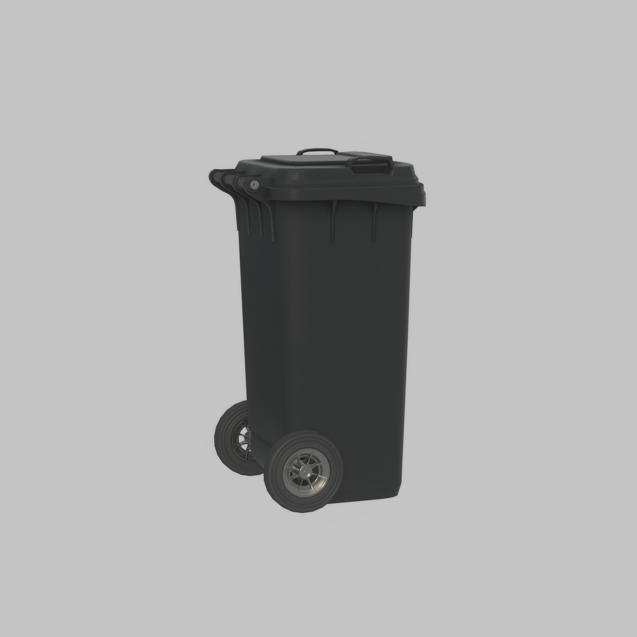 Plastic garbage can black with wheels 120 L Low-poly 3D model_57
