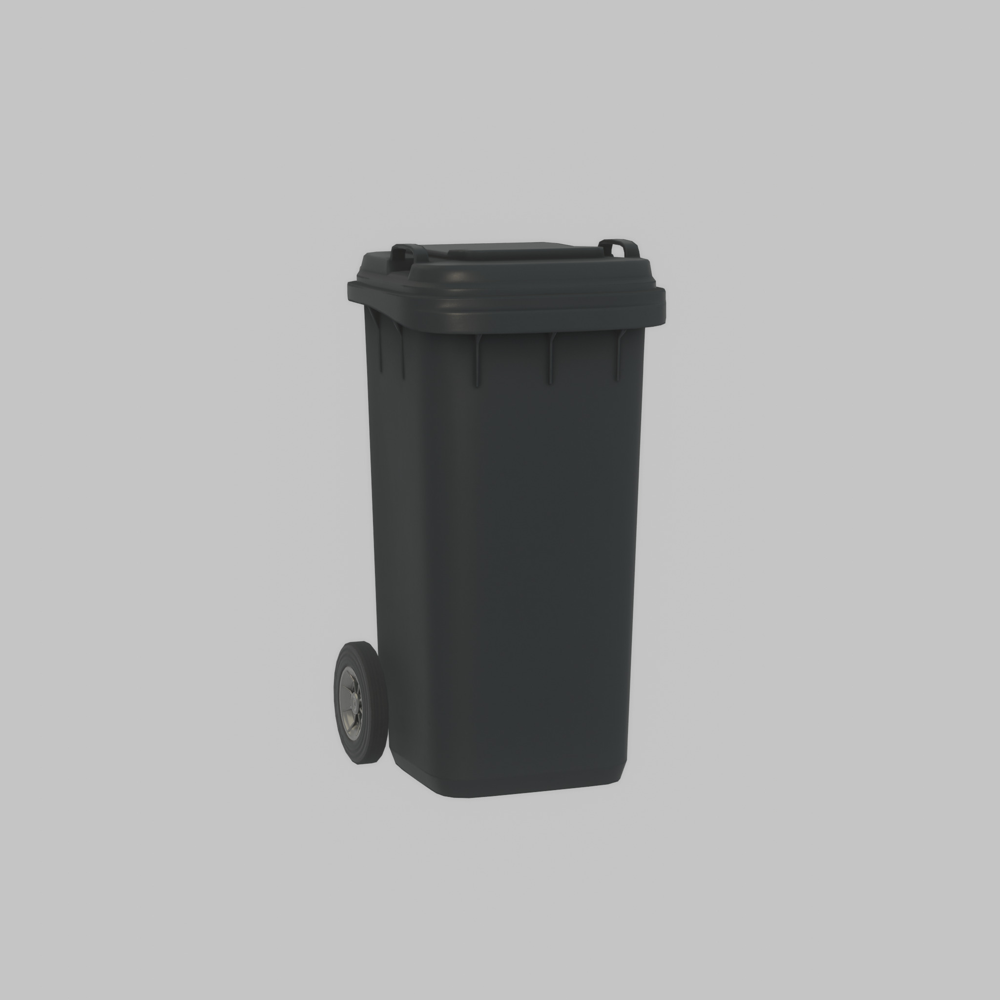 Plastic garbage can black with wheels 120 L Low-poly 3D model_36