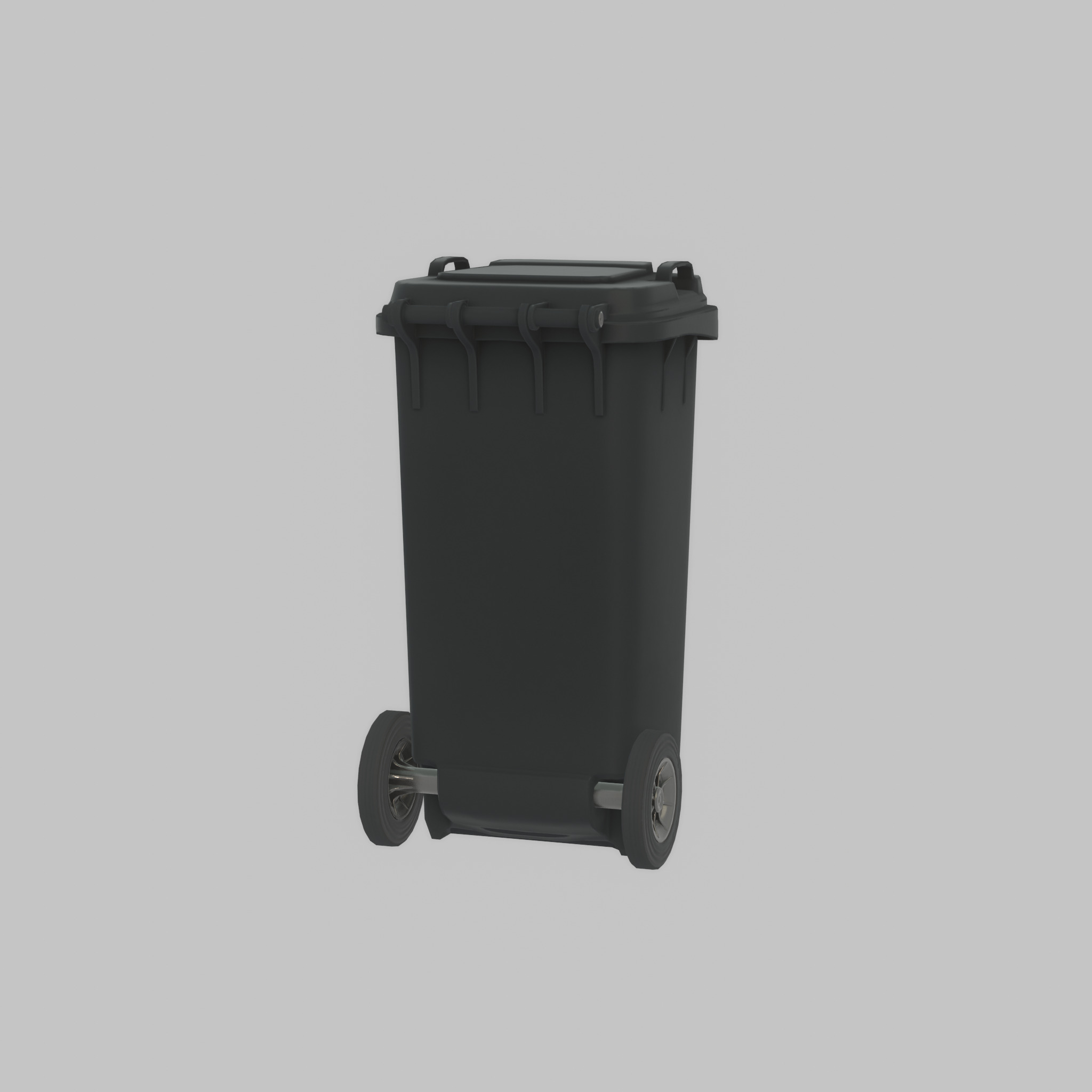 Plastic garbage can black with wheels 120 L Low-poly 3D model_48