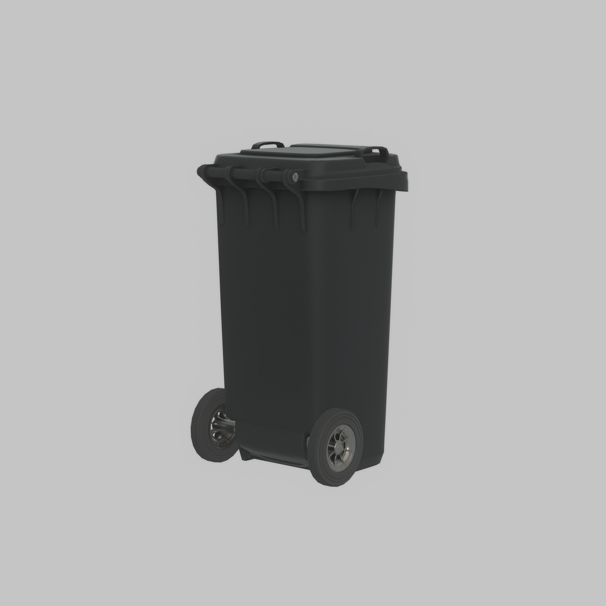 Plastic garbage can black with wheels 120 L Low-poly 3D model_60