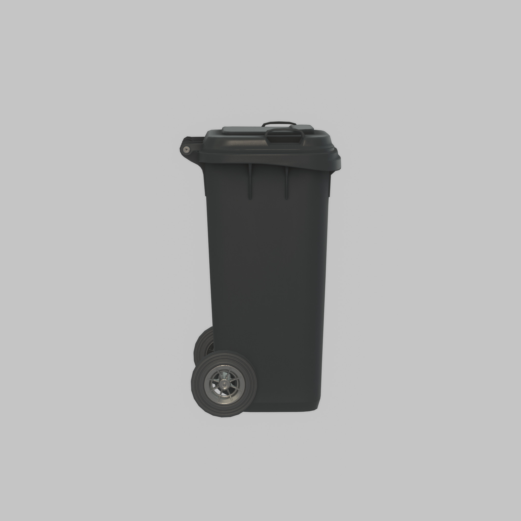 Plastic garbage can black with wheels 120 L Low-poly 3D model_61