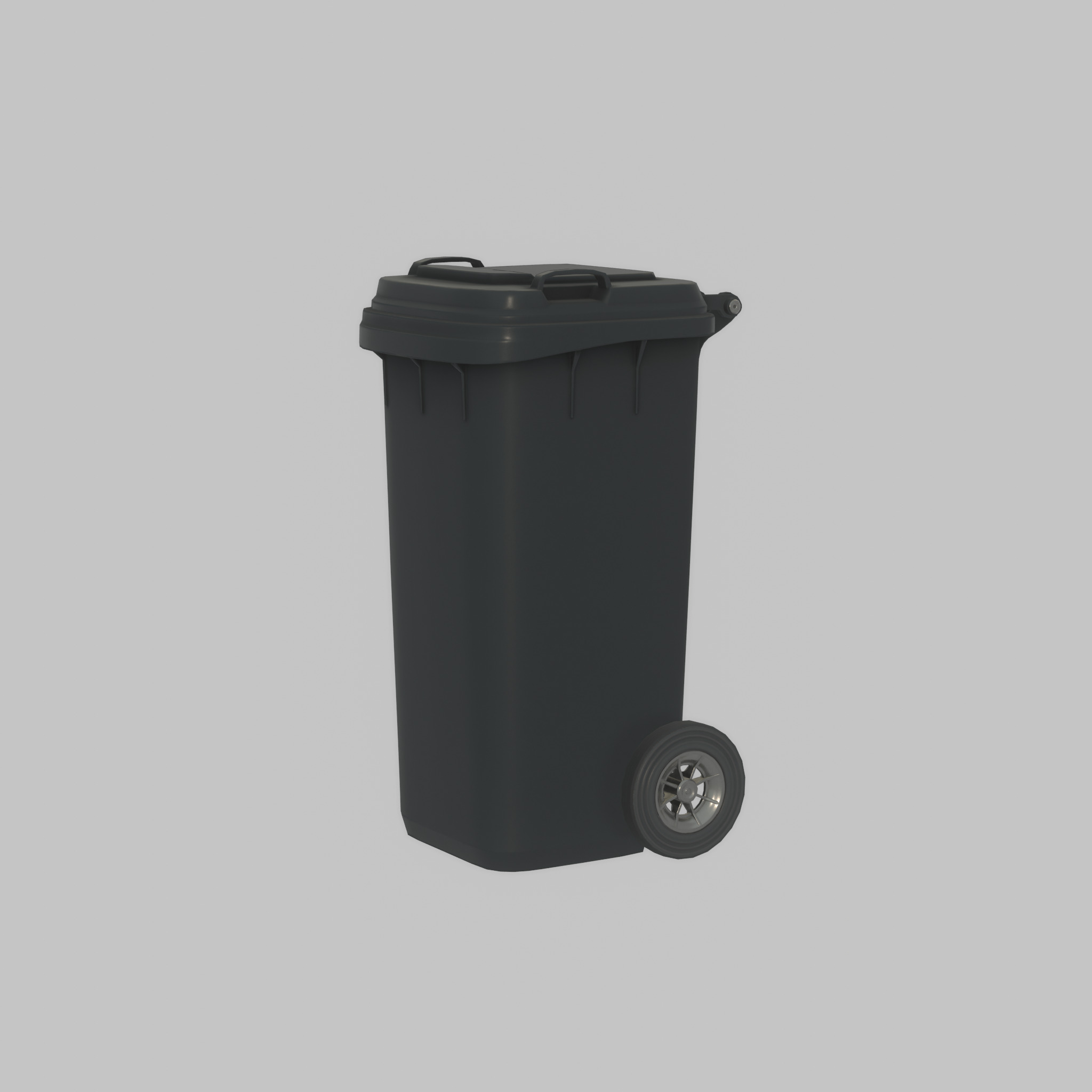 Plastic garbage can black with wheels 120 L Low-poly 3D model_31