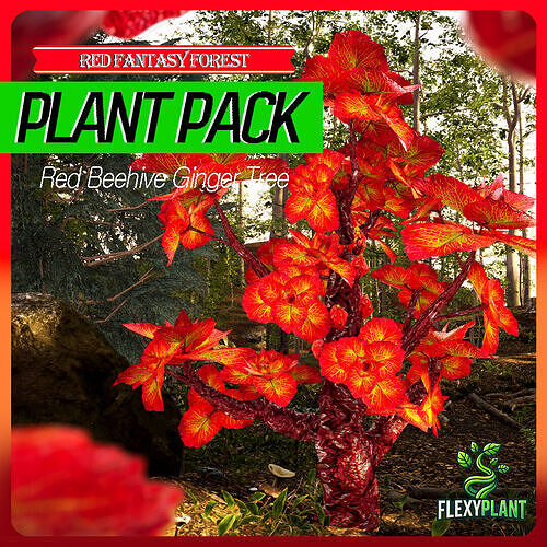 Red Fantasy Forest - 6 Red Beehive Ginger Tree Conifer Plant Low-poly 3D model