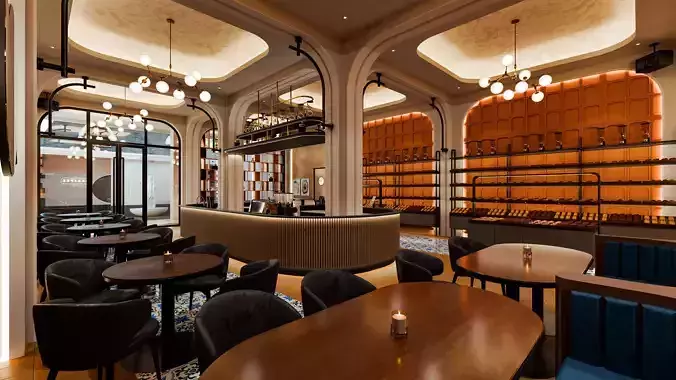 Coffee Shop Contemprorary Blender-Fbx-Obj