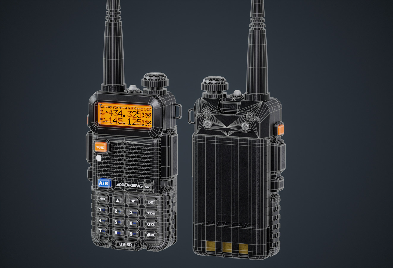 UV-5 walkie talkie game-ready 3d model Low-poly 3D model_6