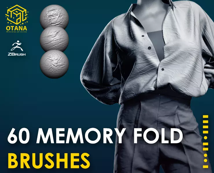 Cloth Memory fold Zbrush Brushes - Alphas and seamless Texture