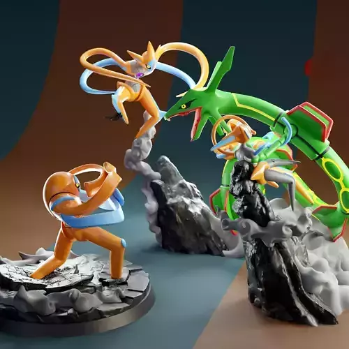 Pokemon Battle Diorama Deoxys Vs Rayquaza