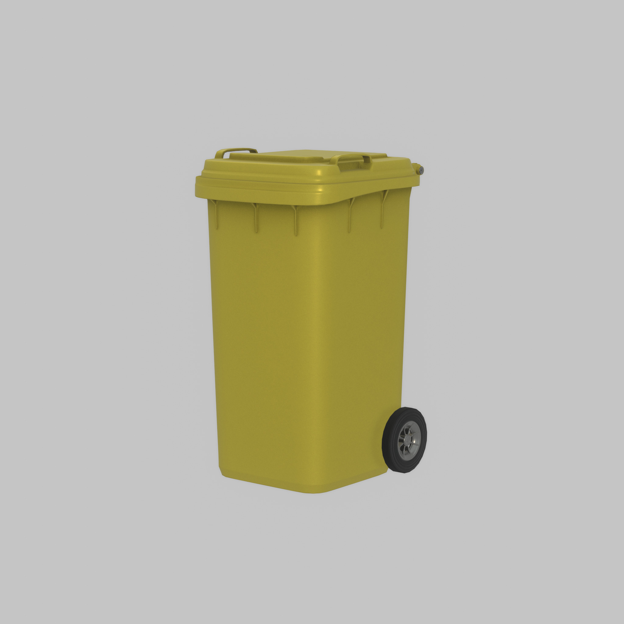 Plastic garbage can yellow with wheels 240 L Low-poly 3D model_31