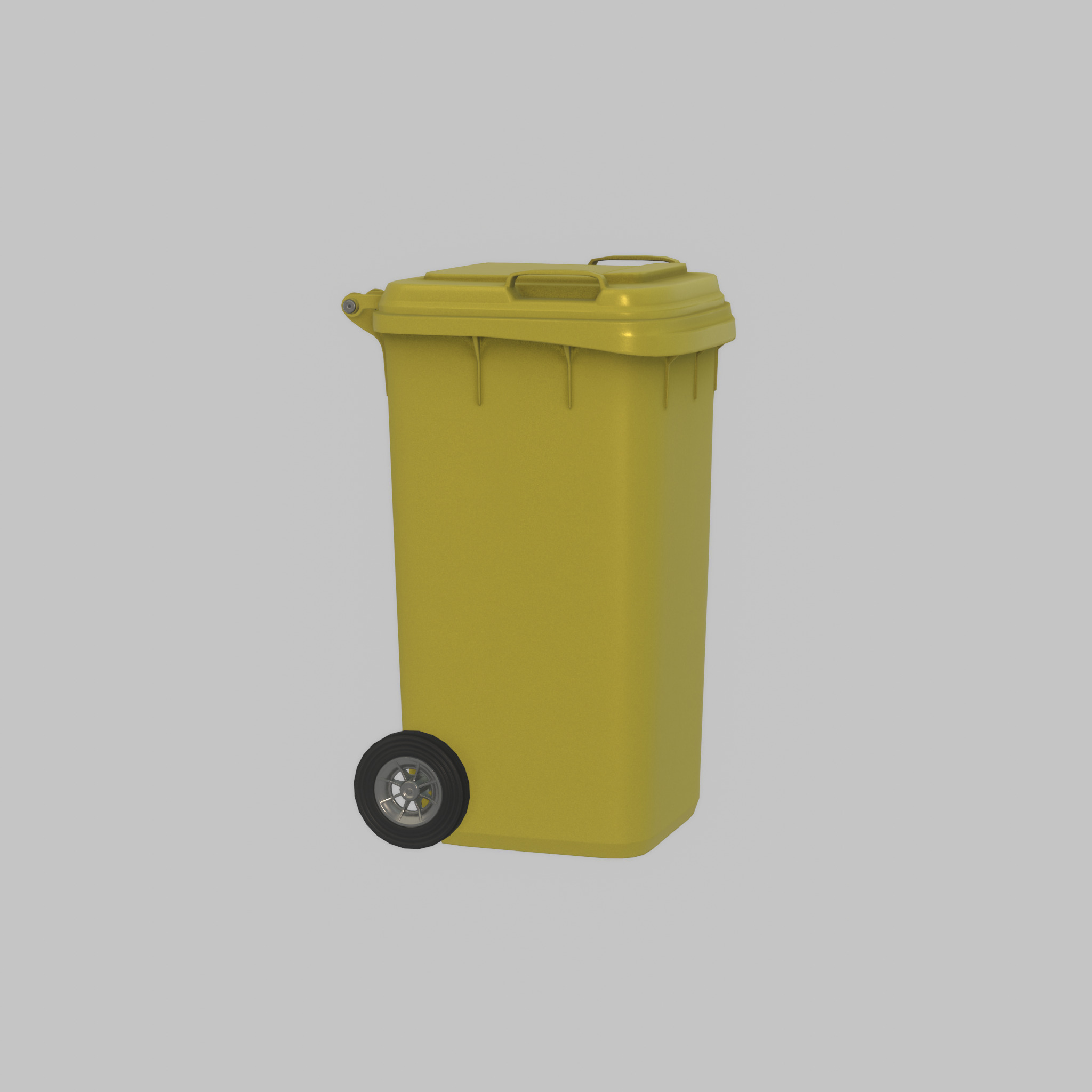 Plastic garbage can yellow with wheels 240 L Low-poly 3D model_24