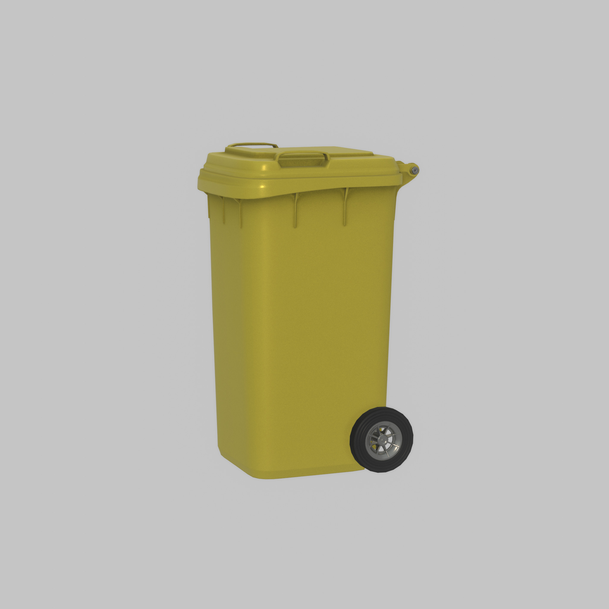 Plastic garbage can yellow with wheels 240 L Low-poly 3D model_44