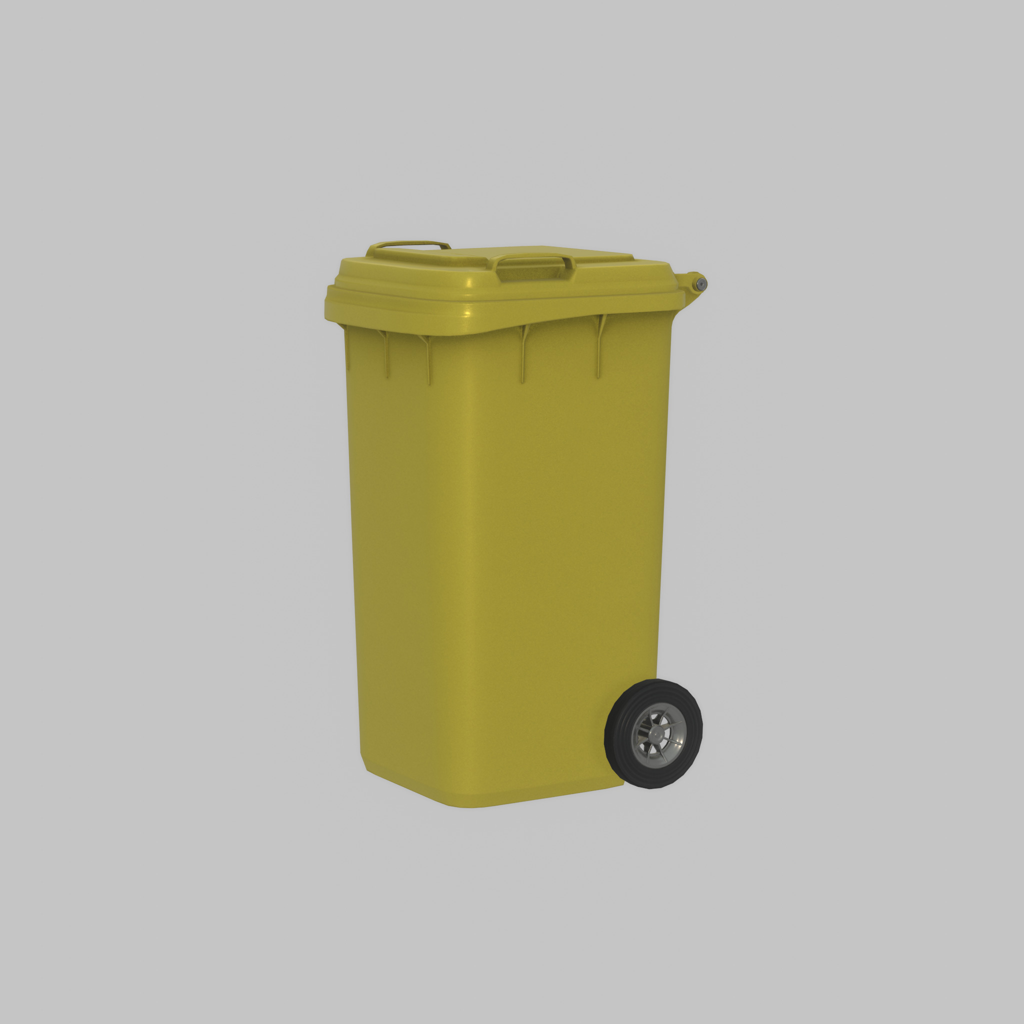 Plastic garbage can yellow with wheels 240 L Low-poly 3D model_43