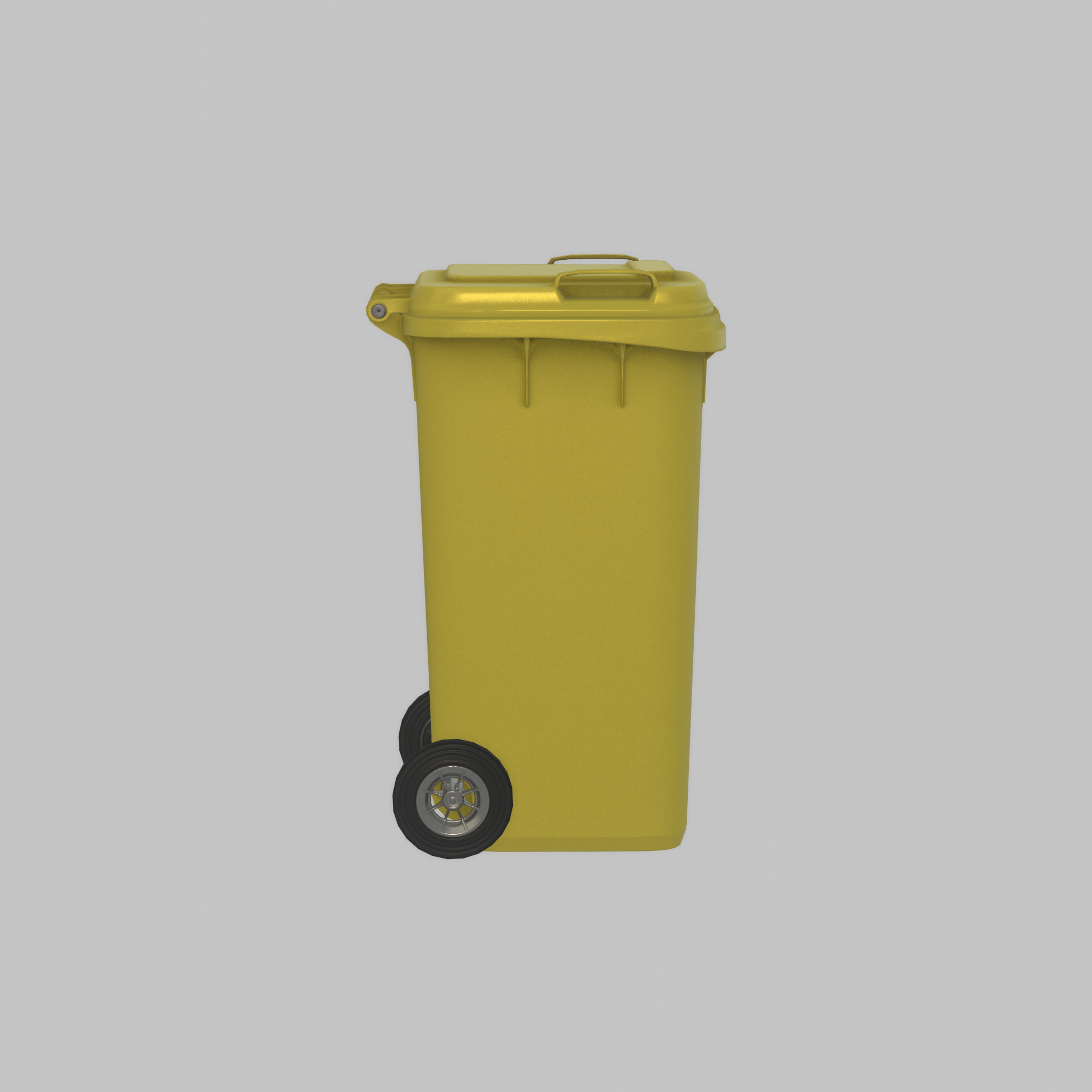 Plastic garbage can yellow with wheels 240 L Low-poly 3D model_53