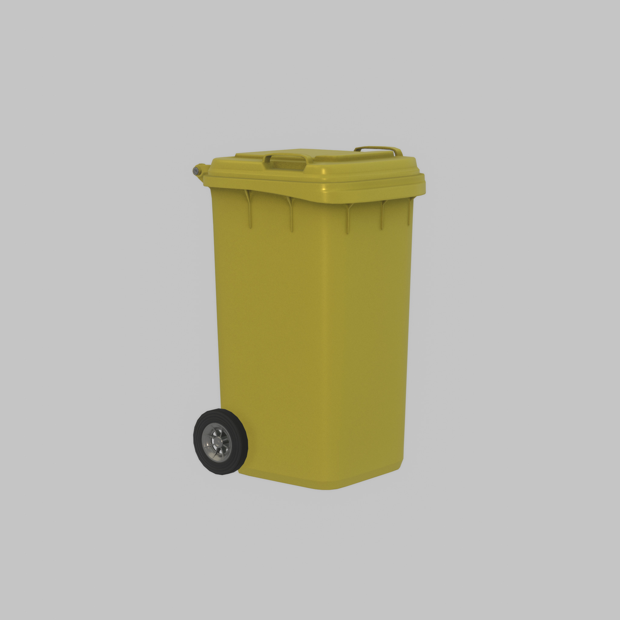 Plastic garbage can yellow with wheels 240 L Low-poly 3D model_40