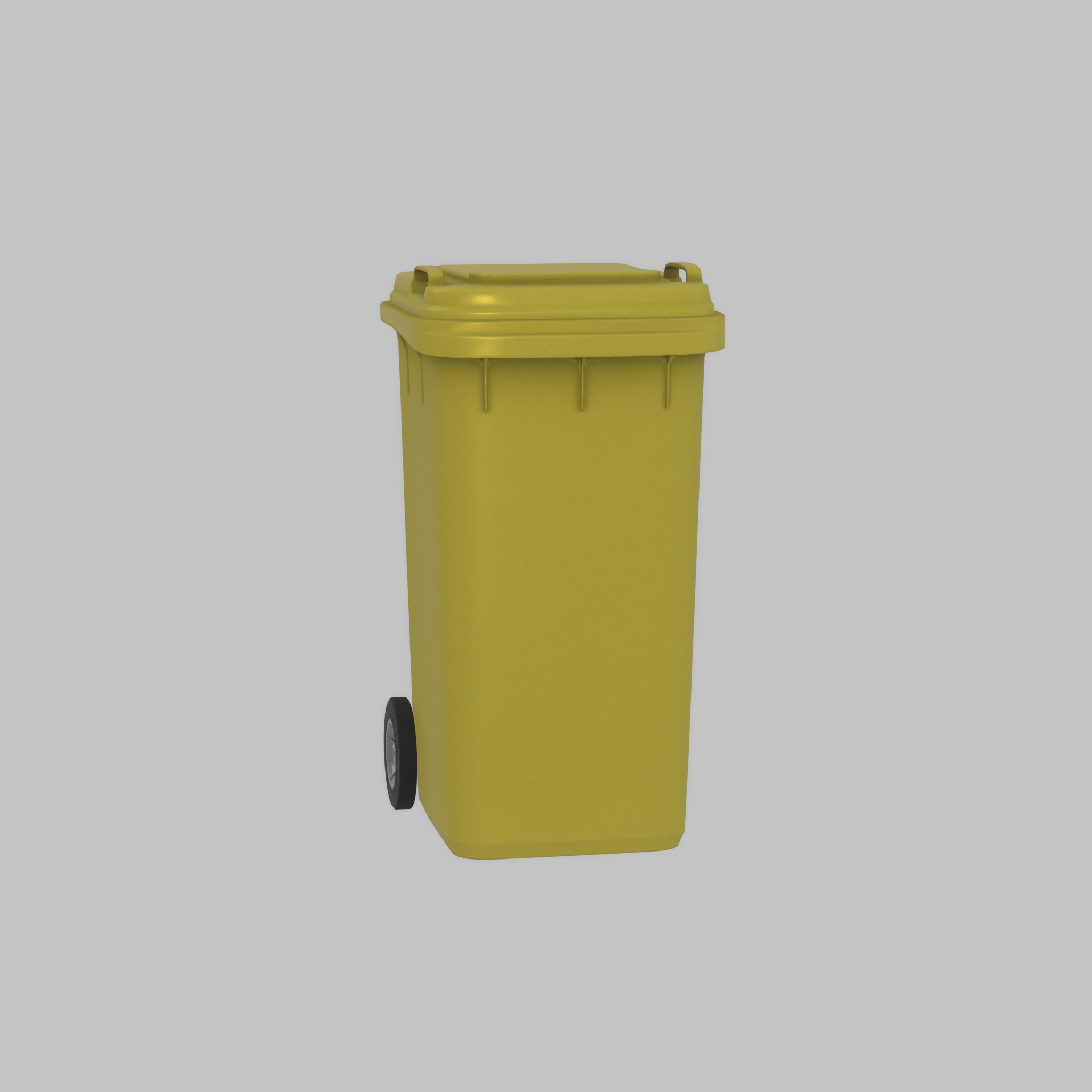 Plastic garbage can yellow with wheels 240 L Low-poly 3D model_33
