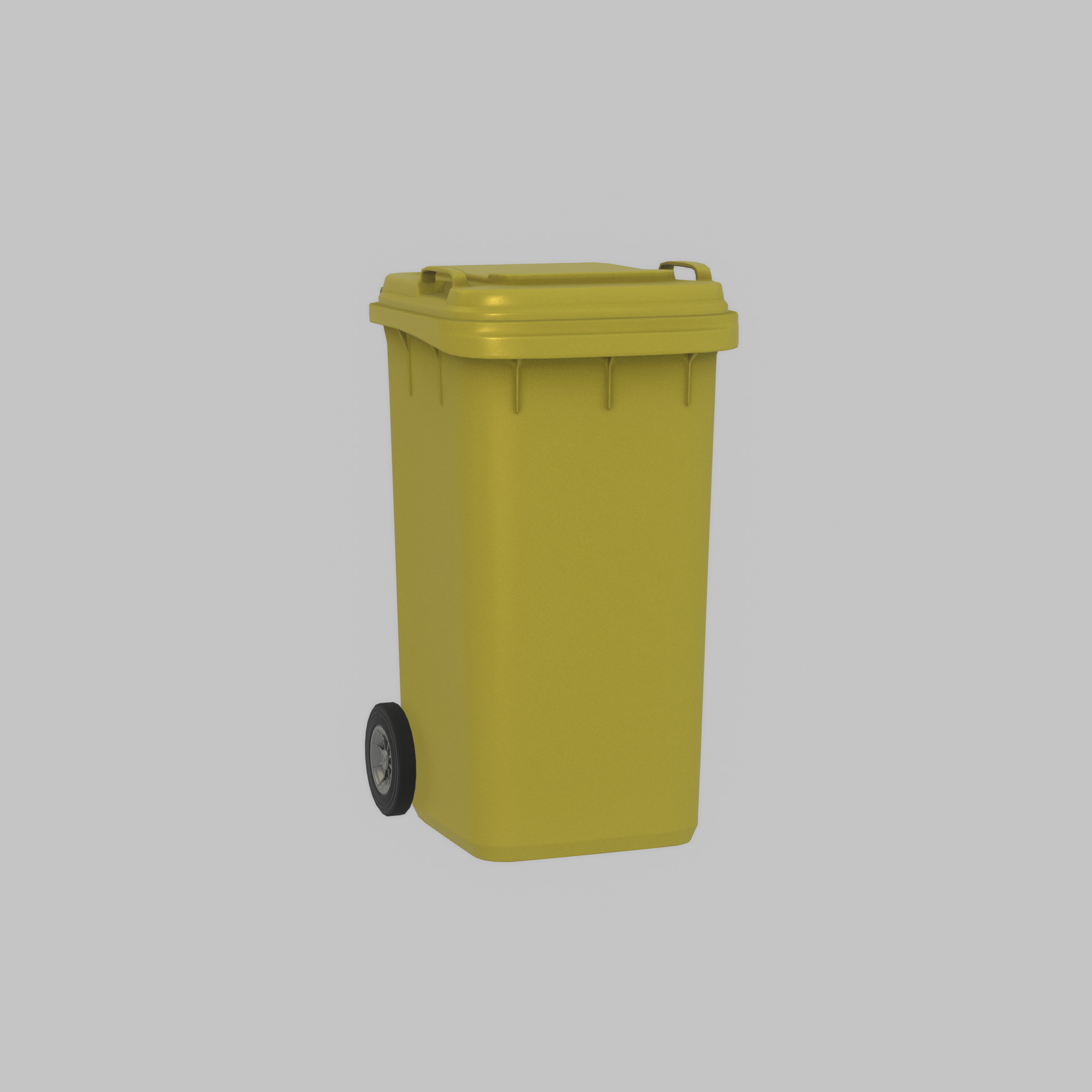 Plastic garbage can yellow with wheels 240 L Low-poly 3D model_30