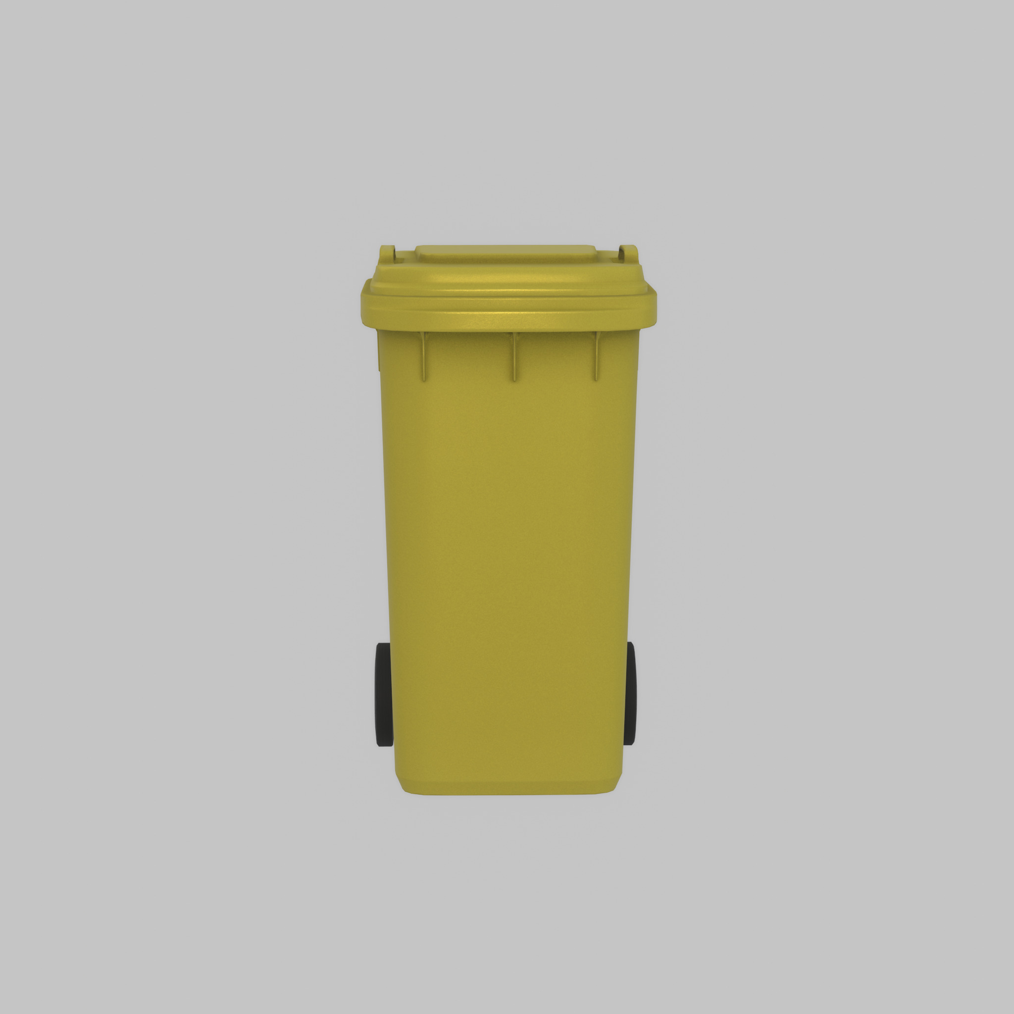 Plastic garbage can yellow with wheels 240 L Low-poly 3D model_34