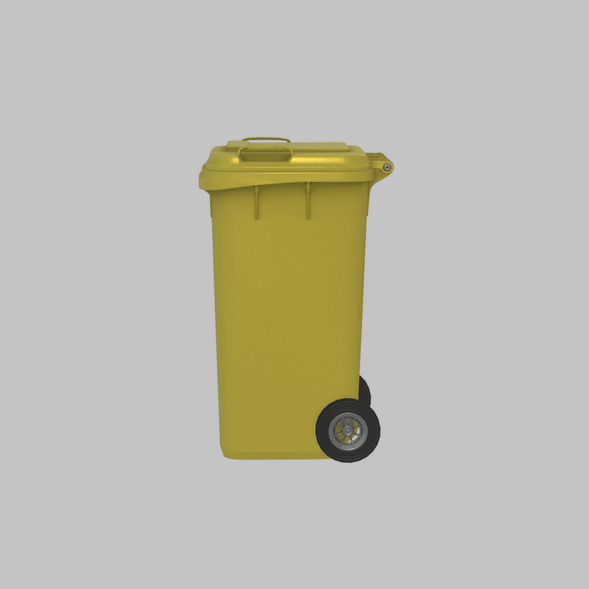 Plastic garbage can yellow with wheels 240 L Low-poly 3D model_41