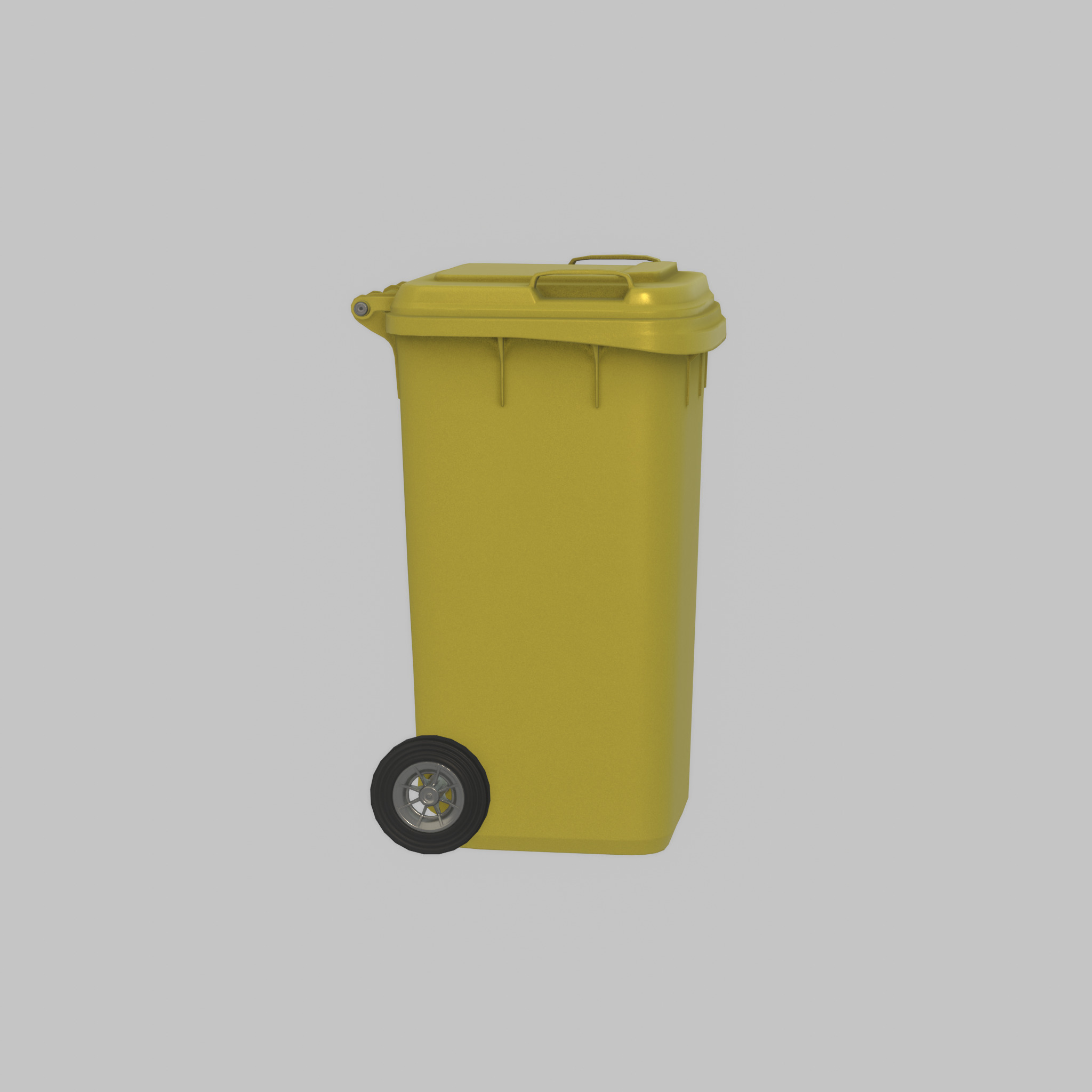 Plastic garbage can yellow with wheels 240 L Low-poly 3D model_23