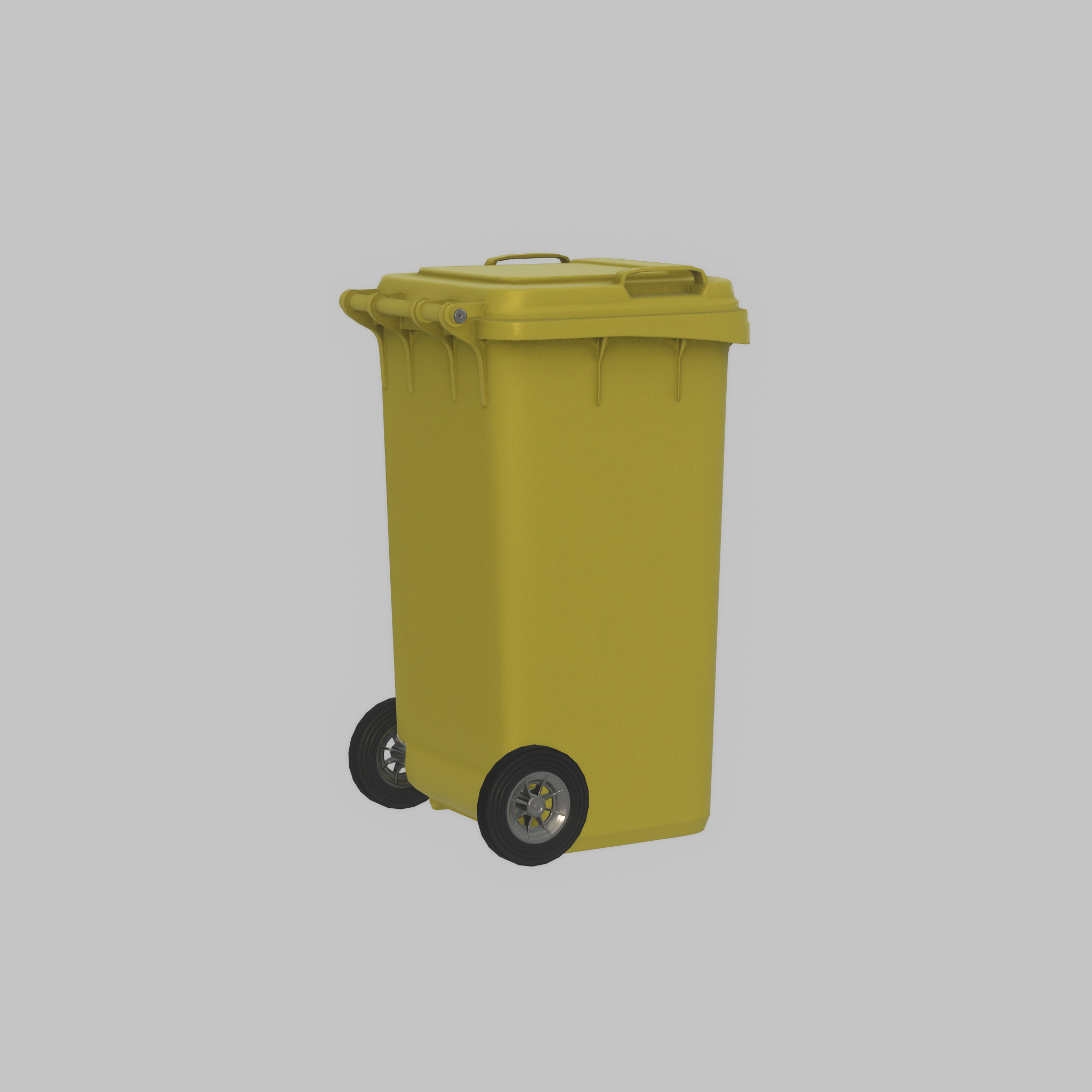Plastic garbage can yellow with wheels 240 L Low-poly 3D model_37