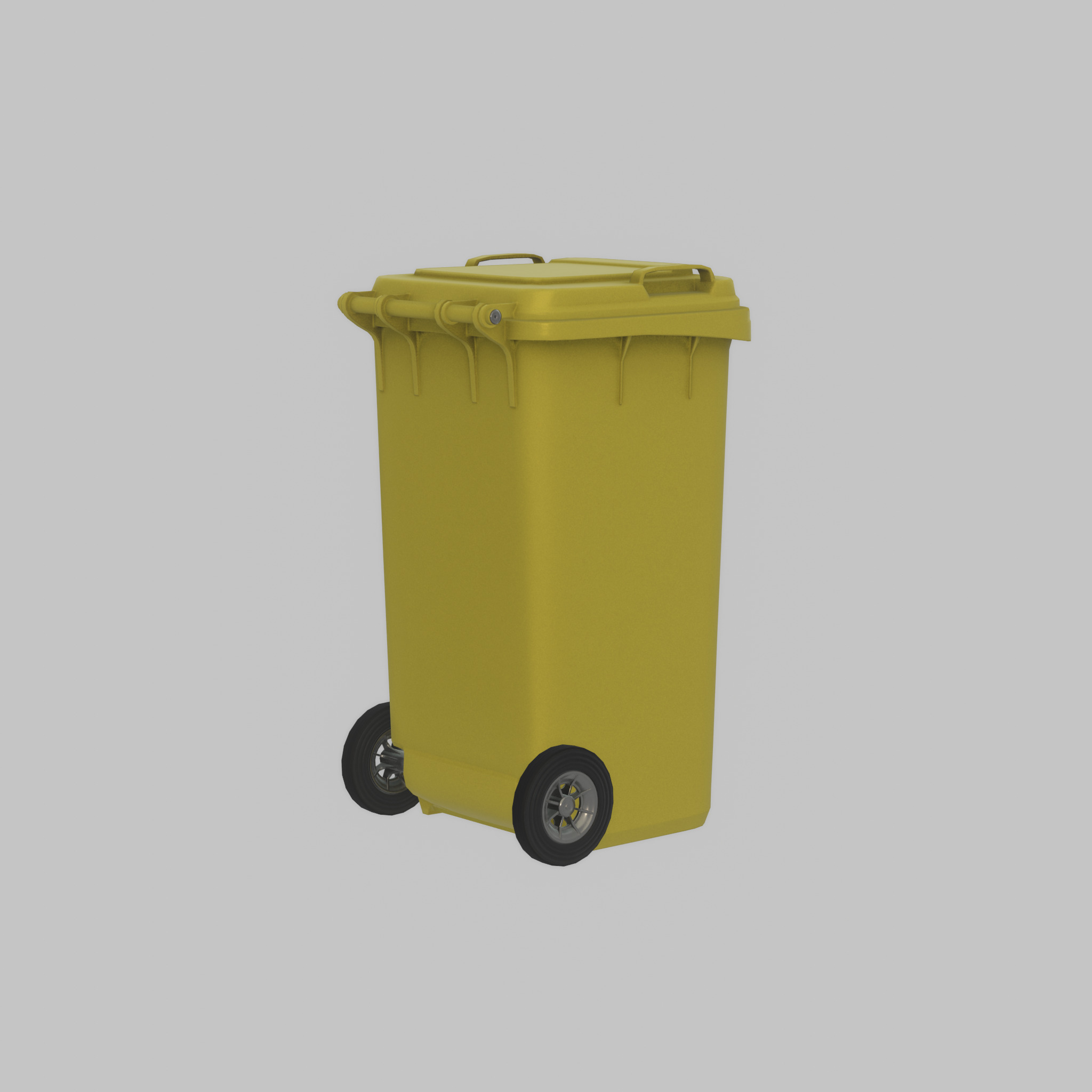 Plastic garbage can yellow with wheels 240 L Low-poly 3D model_52