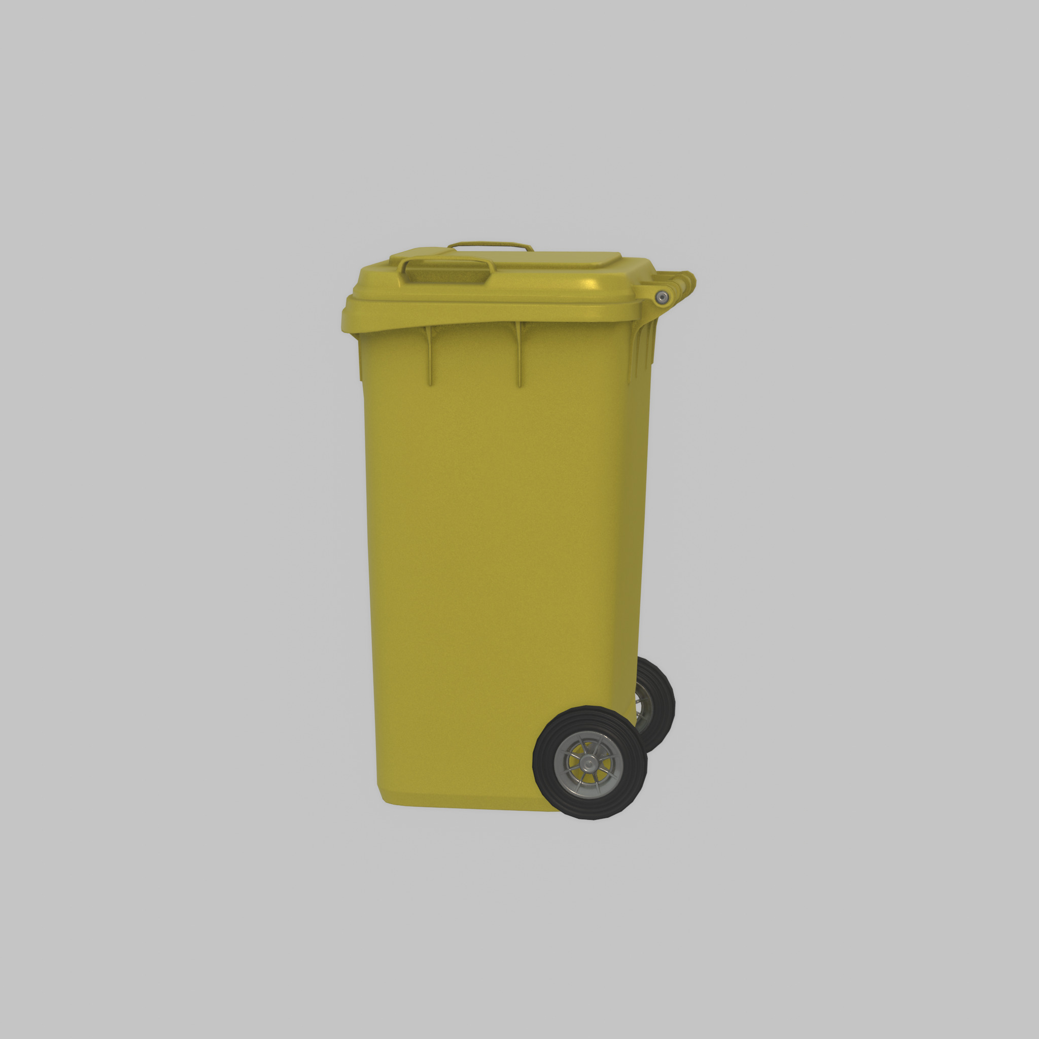 Plastic garbage can yellow with wheels 240 L Low-poly 3D model_27