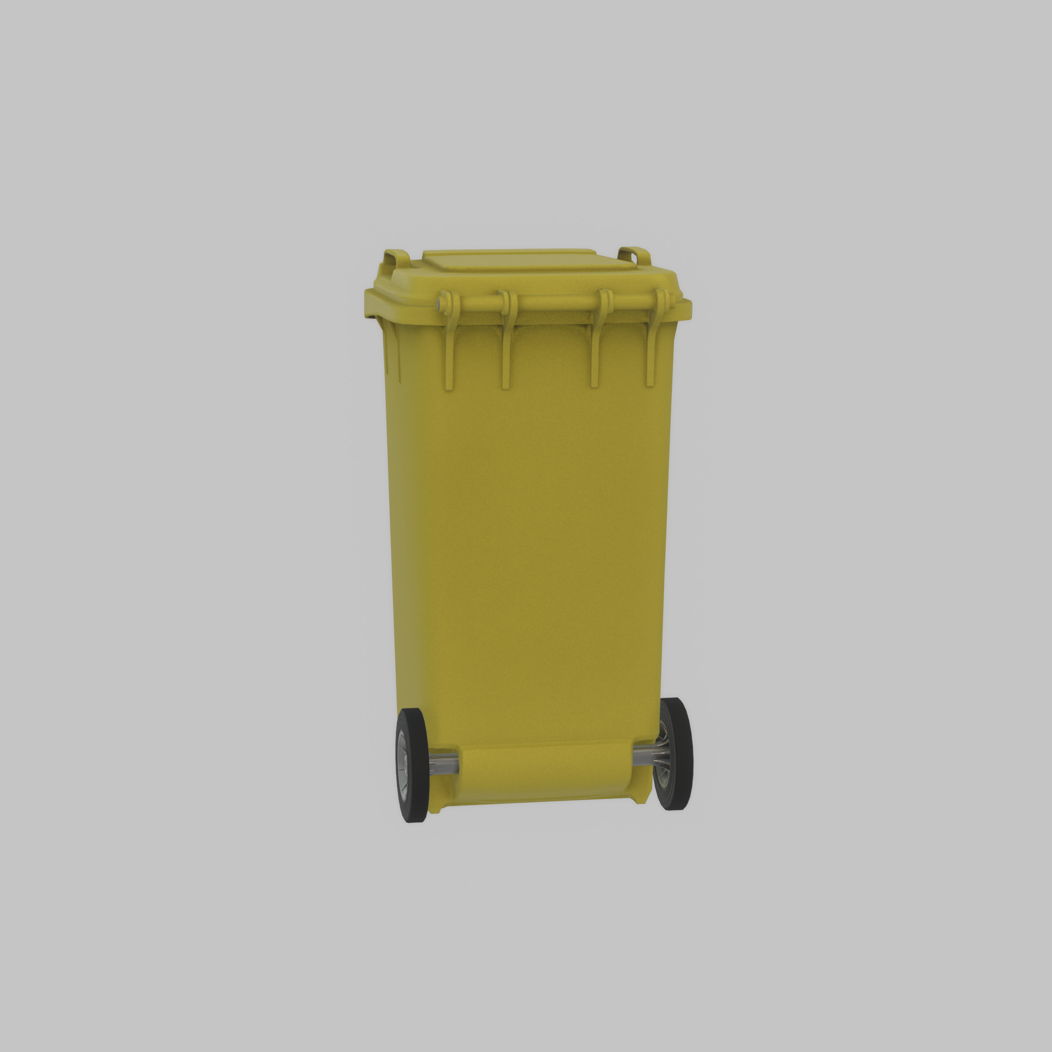 Plastic garbage can yellow with wheels 240 L Low-poly 3D model_45