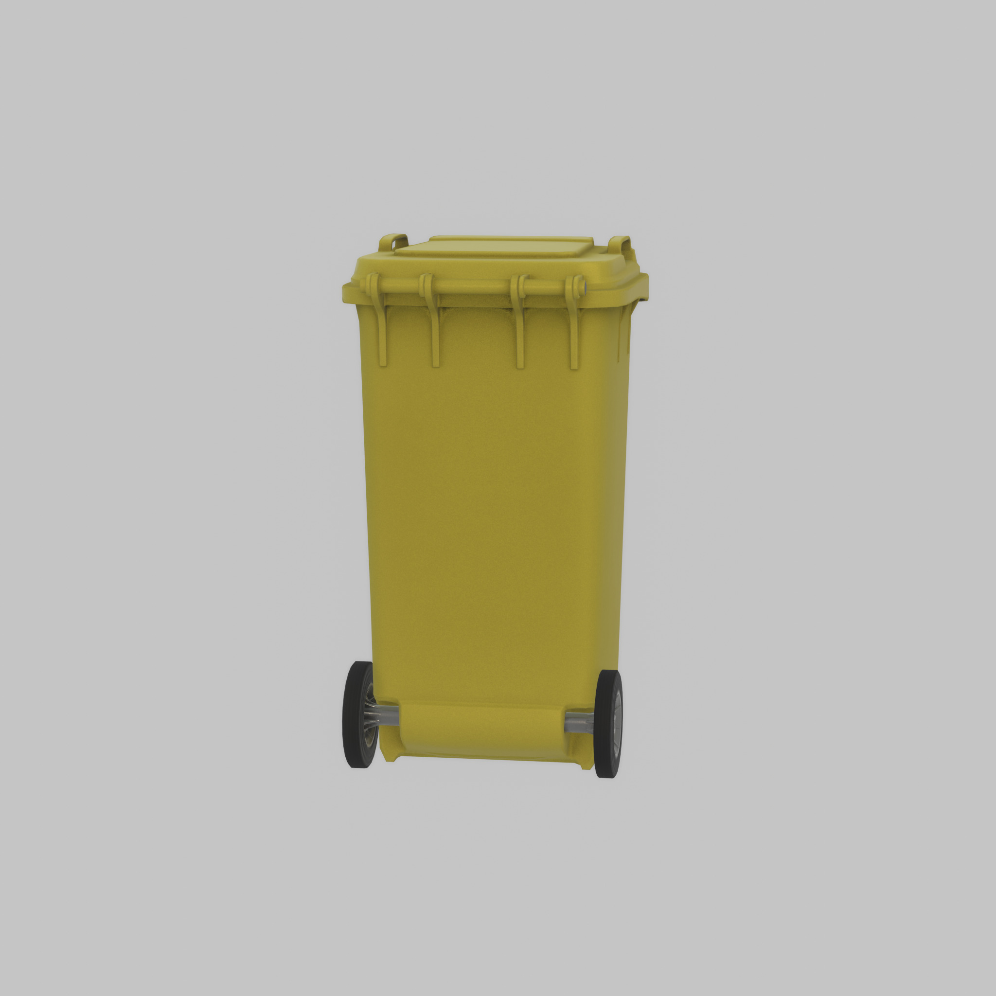 Plastic garbage can yellow with wheels 240 L Low-poly 3D model_35