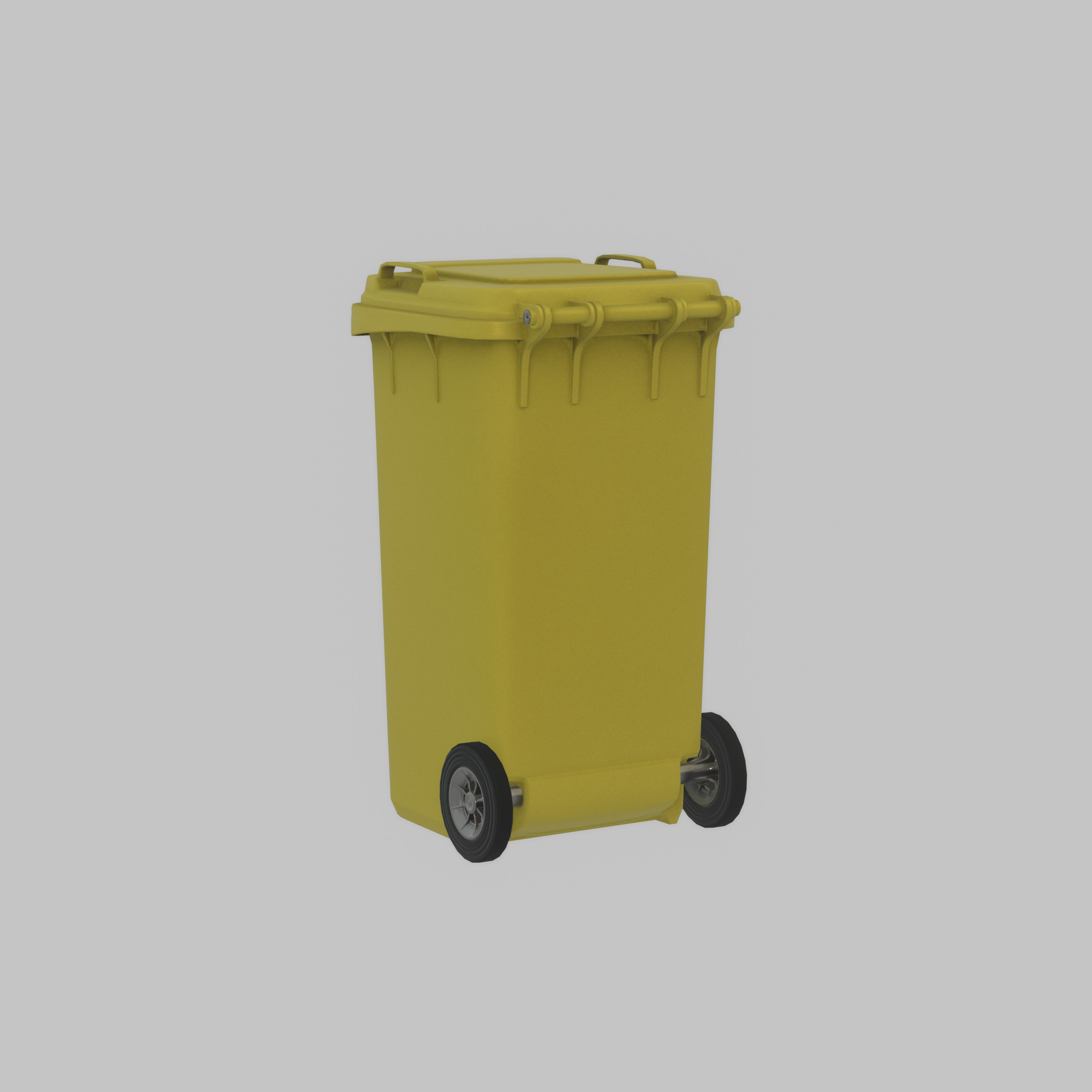 Plastic garbage can yellow with wheels 240 L Low-poly 3D model_48