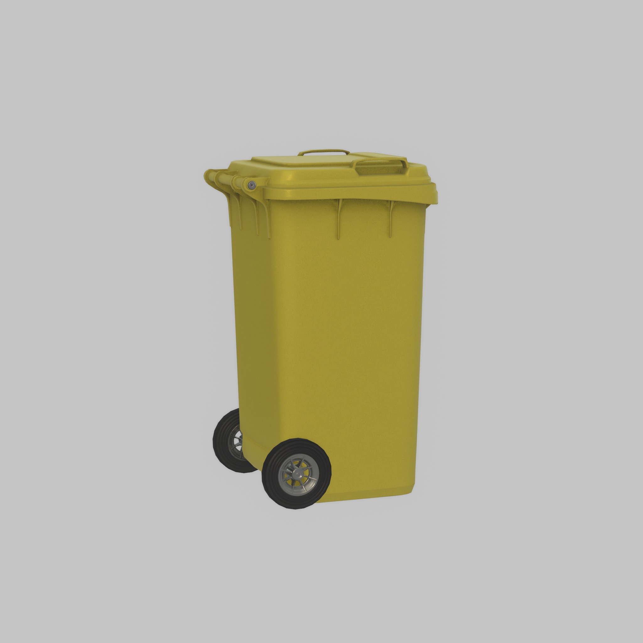 Plastic garbage can yellow with wheels 240 L Low-poly 3D model_38