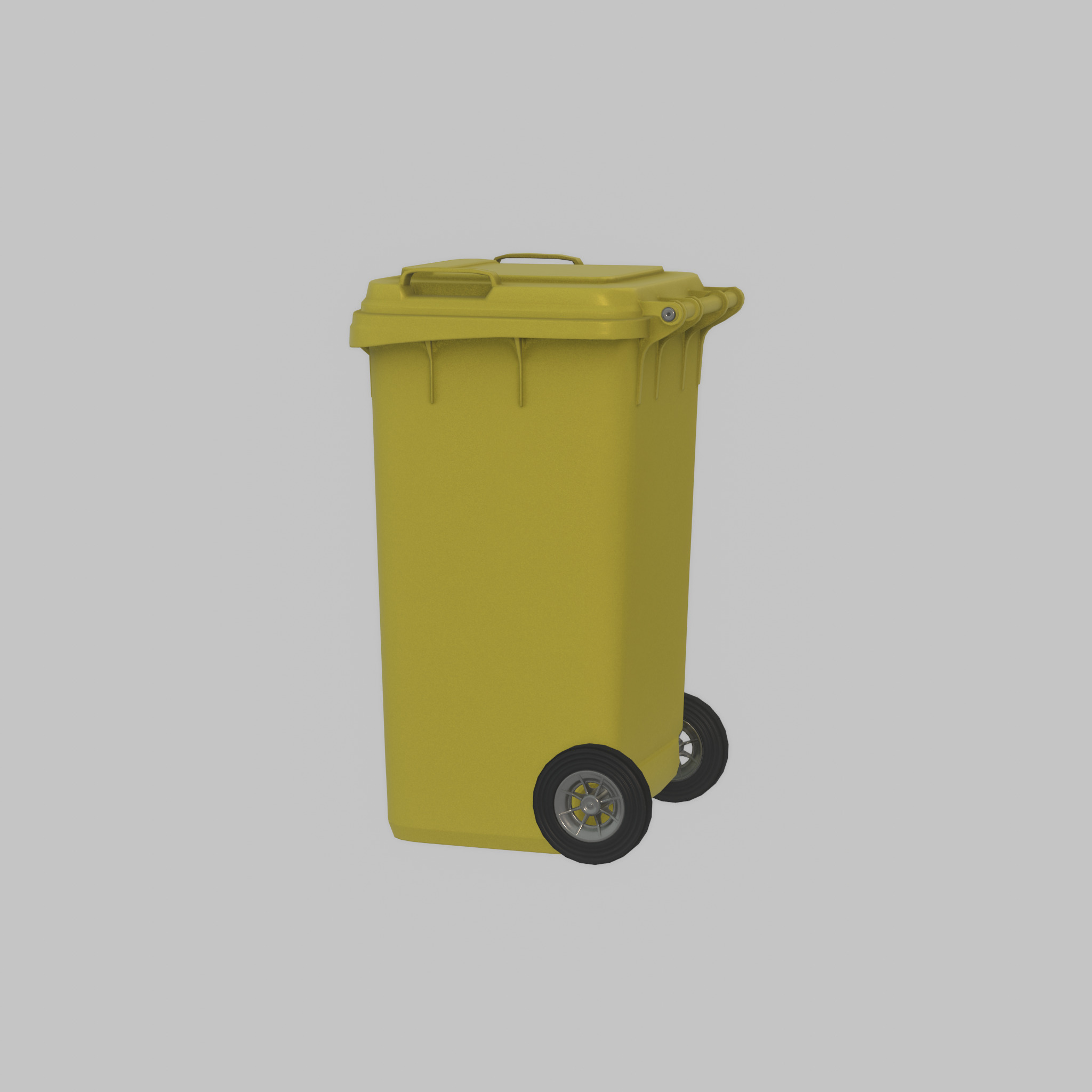 Plastic garbage can yellow with wheels 240 L Low-poly 3D model_47