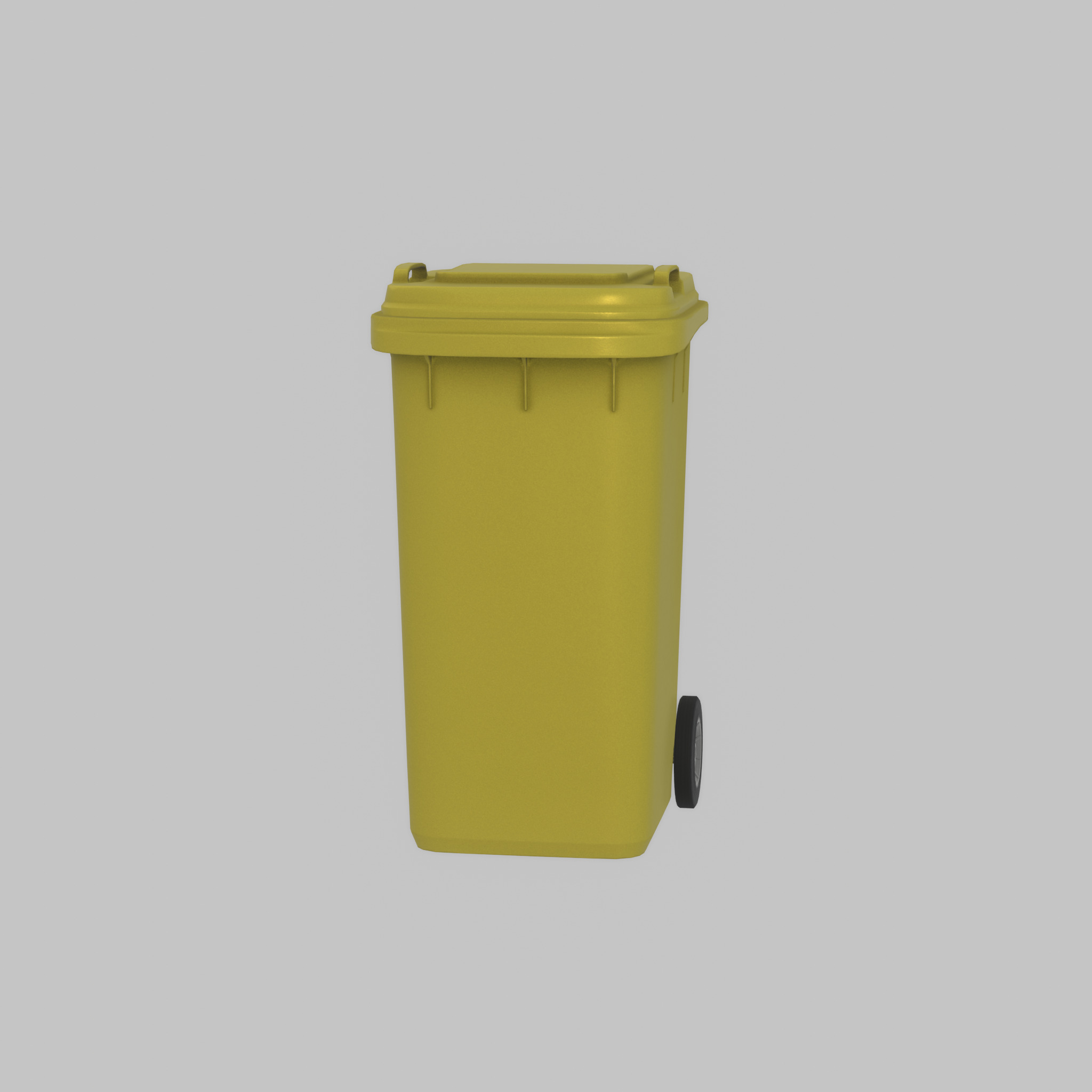 Plastic garbage can yellow with wheels 240 L Low-poly 3D model_36
