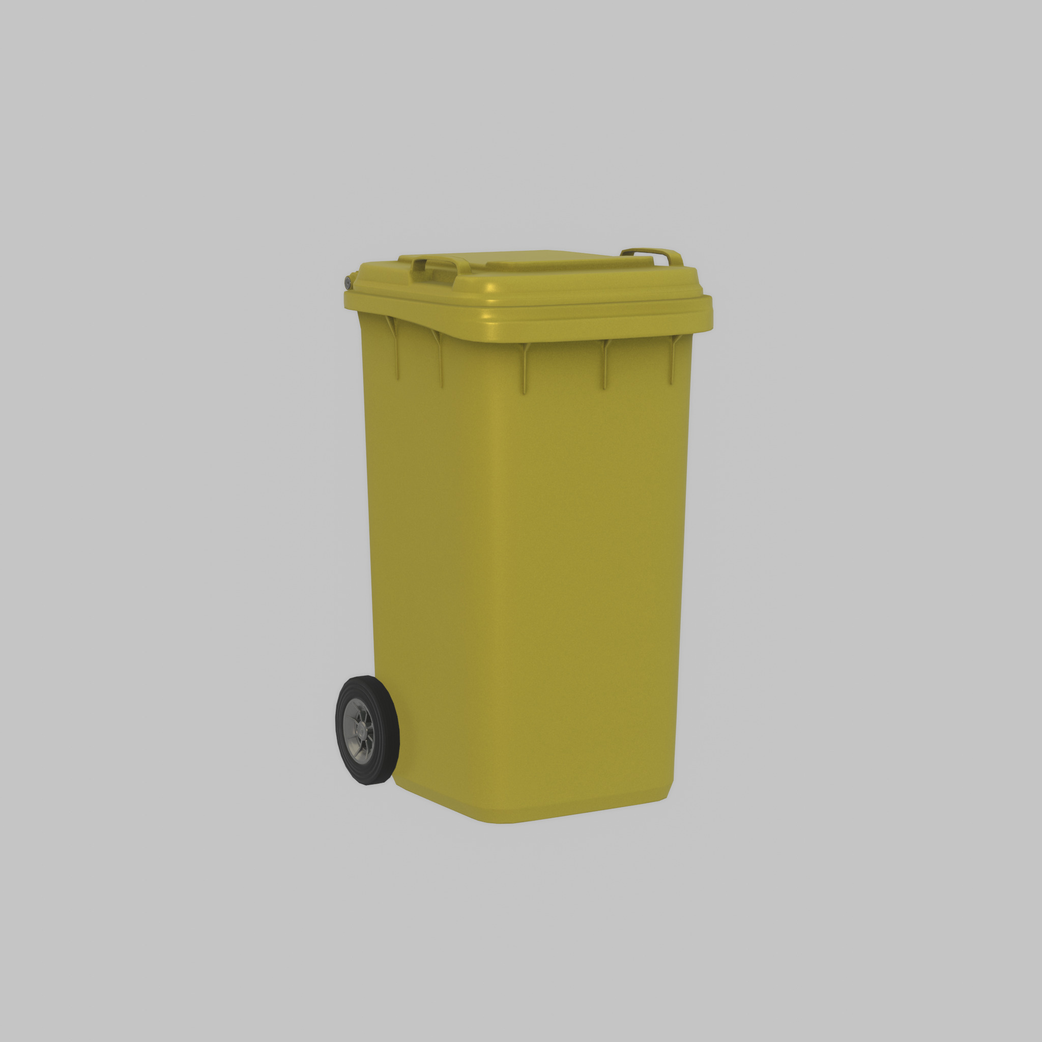 Plastic garbage can yellow with wheels 240 L Low-poly 3D model_29