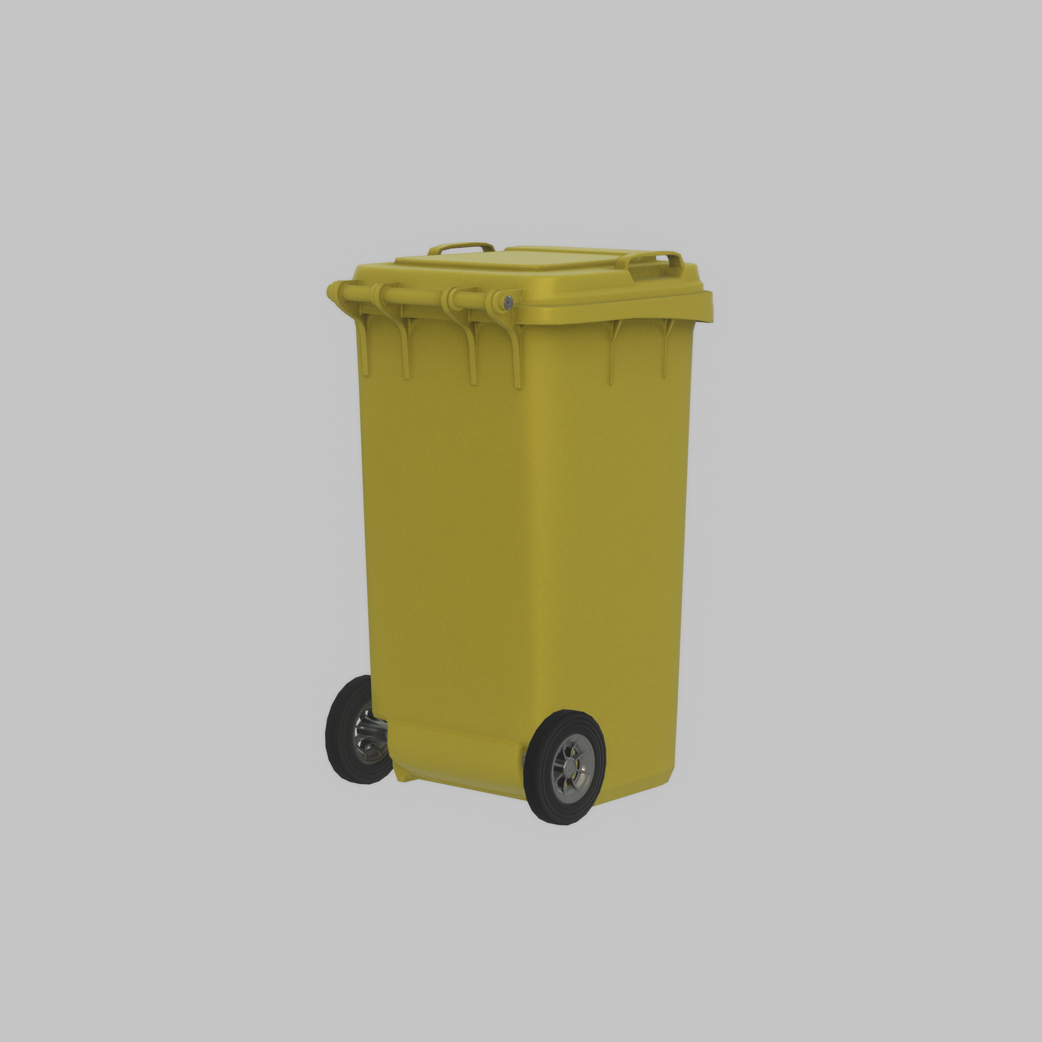 Plastic garbage can yellow with wheels 240 L Low-poly 3D model_46
