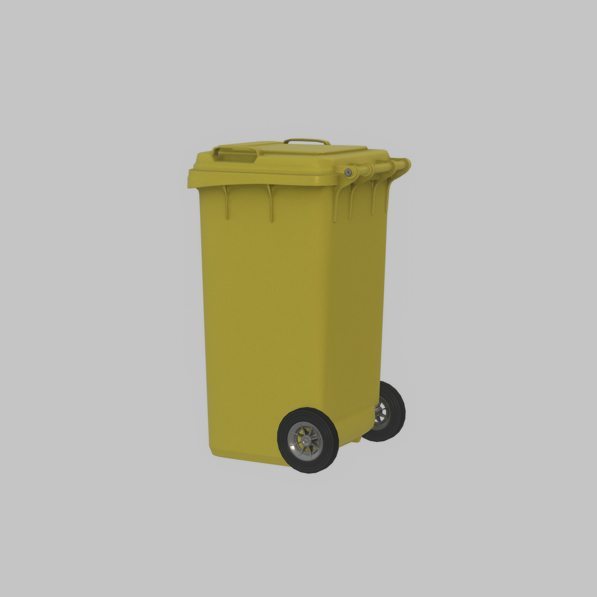 Plastic garbage can yellow with wheels 240 L Low-poly 3D model_54