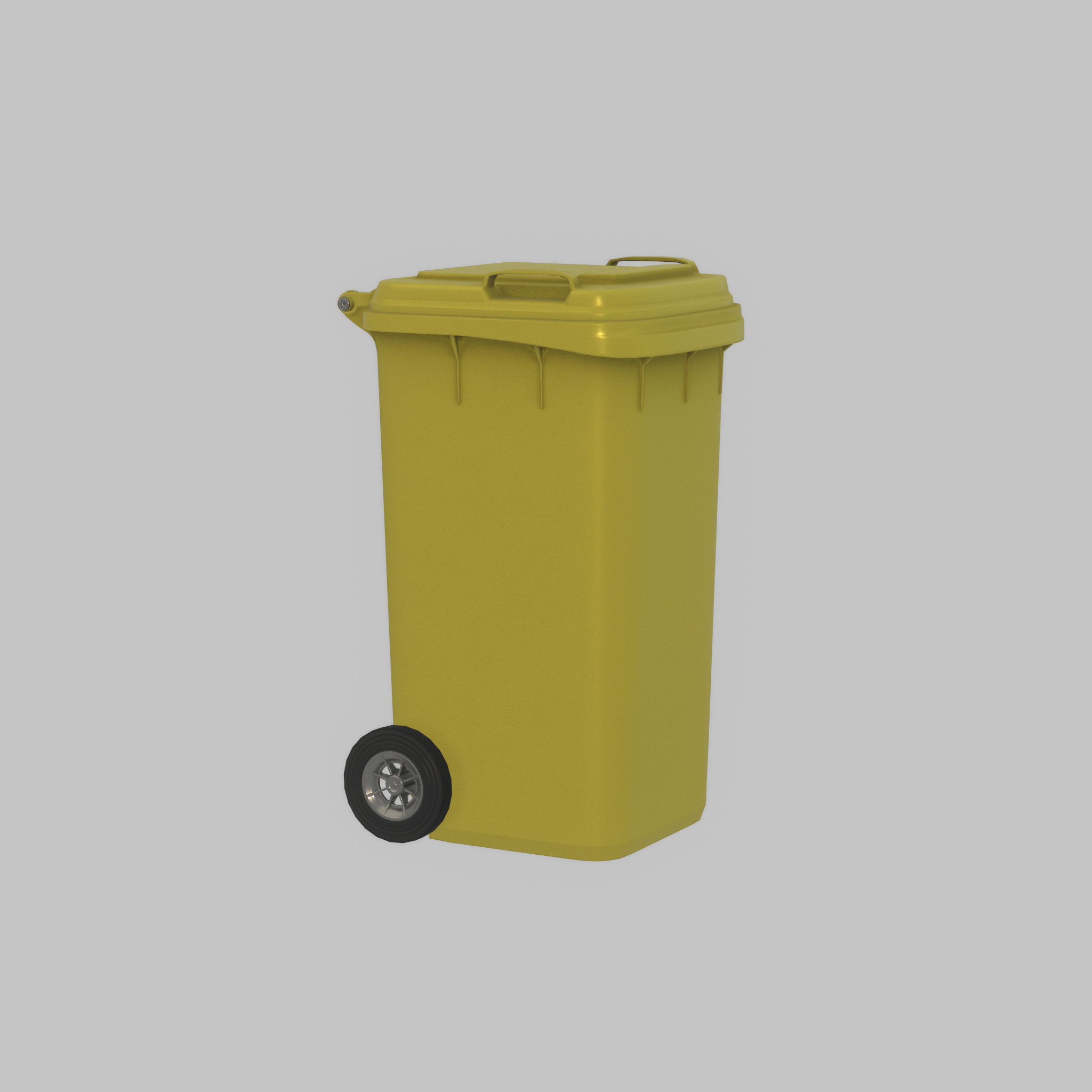 Plastic garbage can yellow with wheels 240 L Low-poly 3D model_39