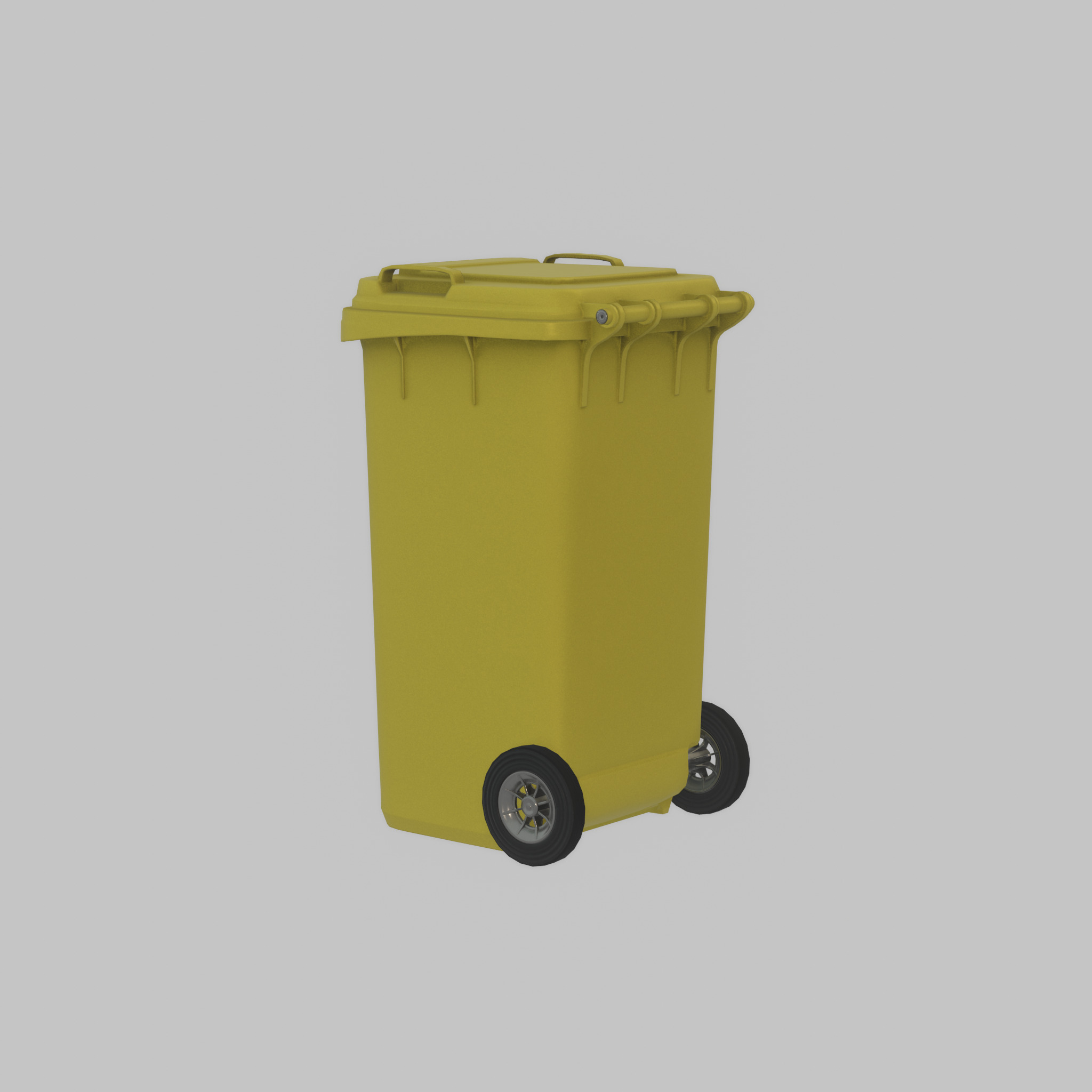 Plastic garbage can yellow with wheels 240 L Low-poly 3D model_56