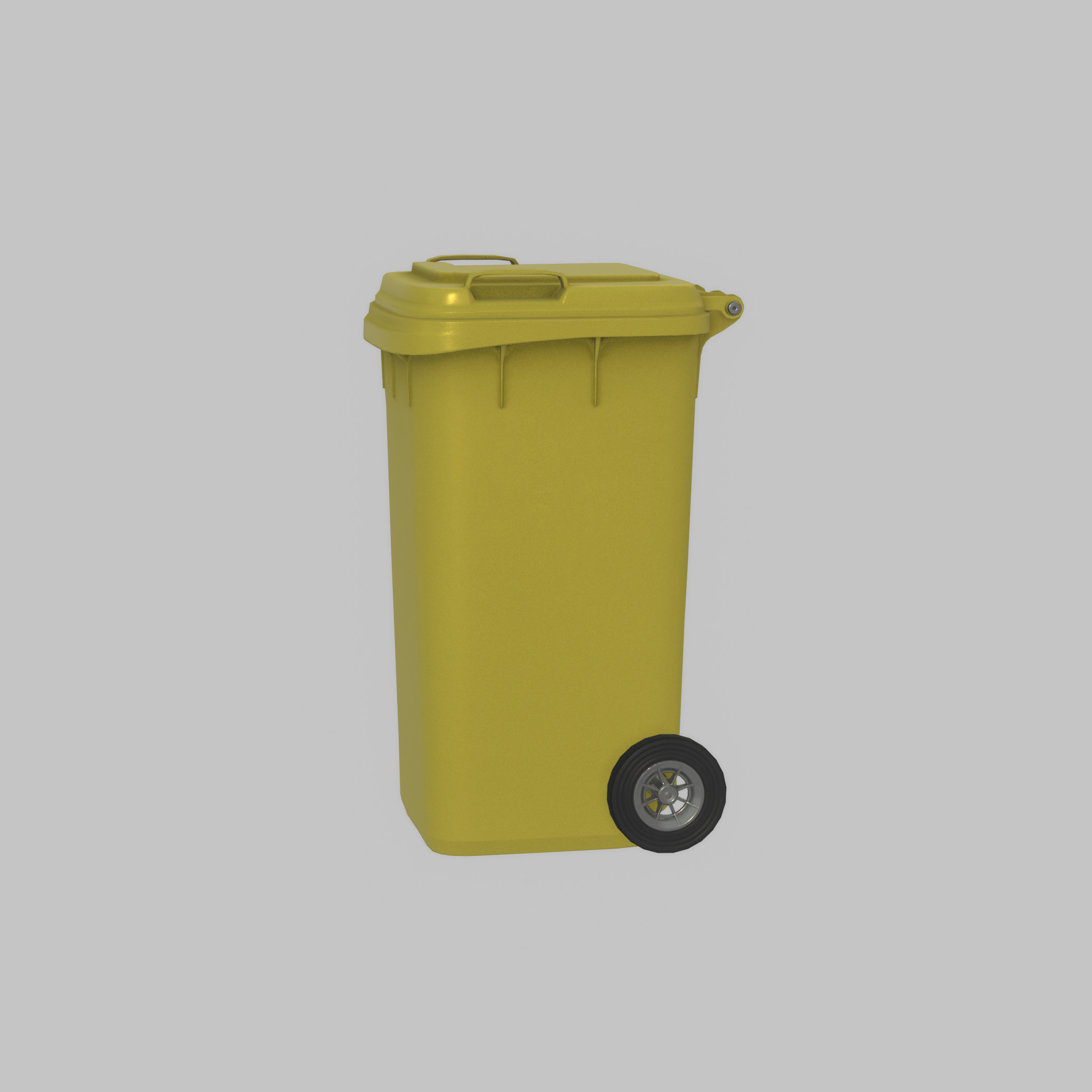 Plastic garbage can yellow with wheels 240 L Low-poly 3D model_28