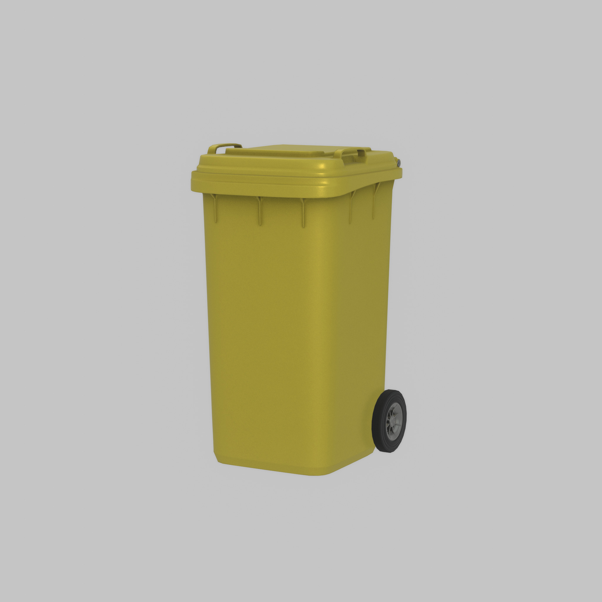 Plastic garbage can yellow with wheels 240 L Low-poly 3D model_55