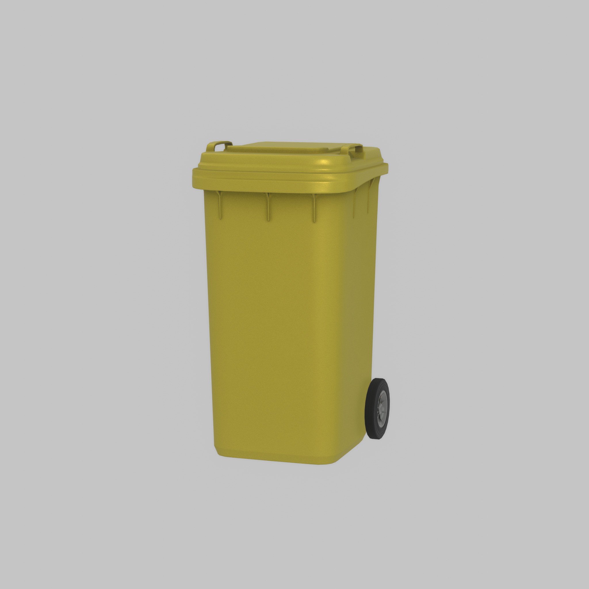 Plastic garbage can yellow with wheels 240 L Low-poly 3D model_42