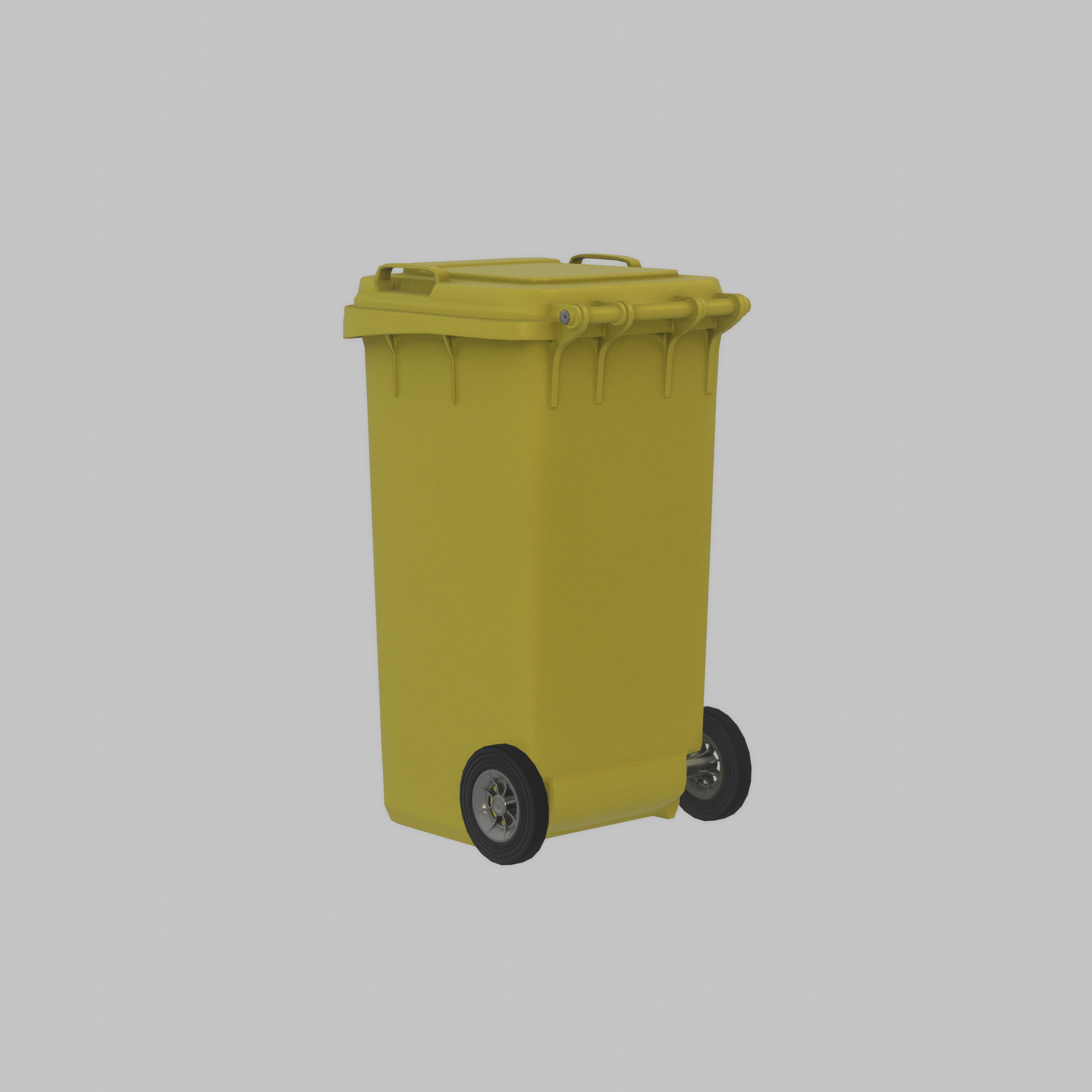 Plastic garbage can yellow with wheels 240 L Low-poly 3D model_49