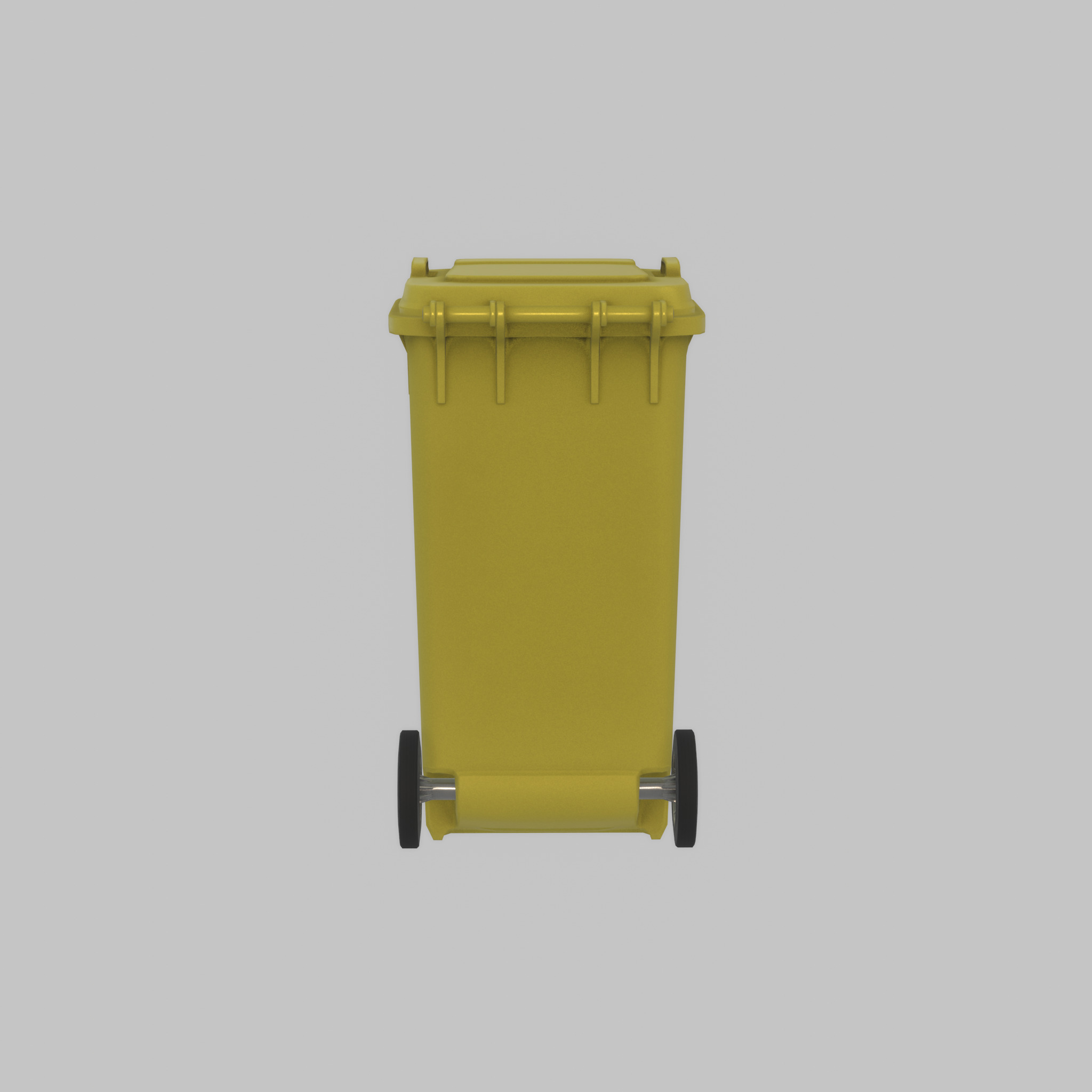 Plastic garbage can yellow with wheels 240 L Low-poly 3D model_22