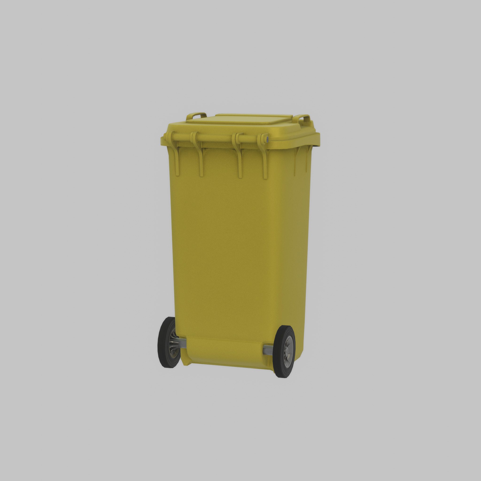 Plastic garbage can yellow with wheels 240 L Low-poly 3D model_50
