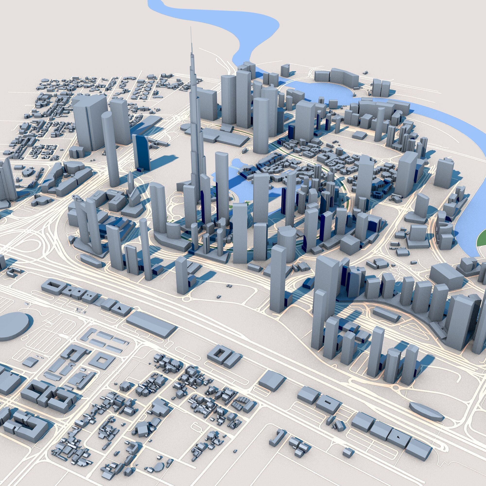 Burj Khalifa Skyscraper in Dubai United Arab Emirates 3D model_6