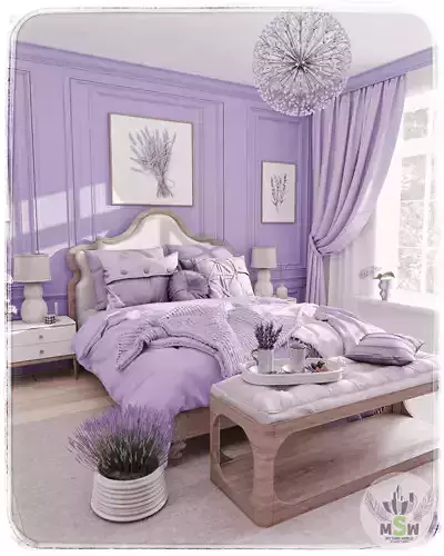 Lavender Bedroom Blender Scene