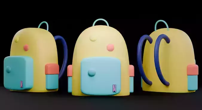 Yellow Backpack Back To School Asset Free low-poly 3D model