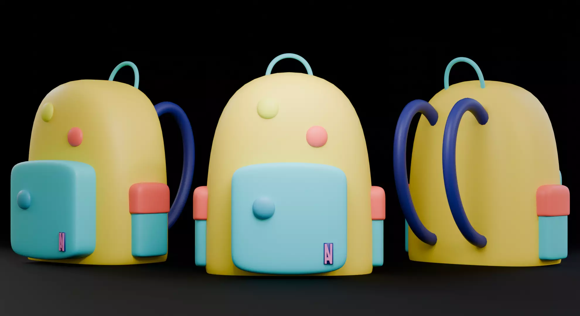Yellow Backpack Back To School Asset Free low-poly 3D model
