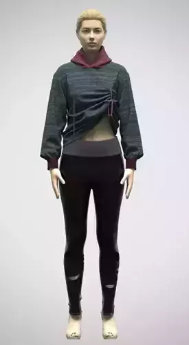 WOMENS CROPPED HOODIE Low-poly 3D model
