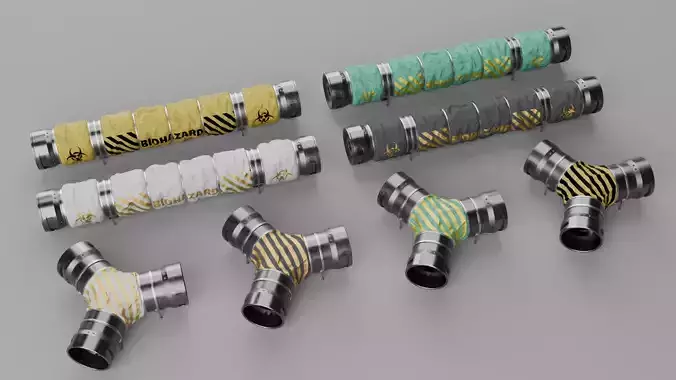 Modular Industrial Pipe Kit Game Ready