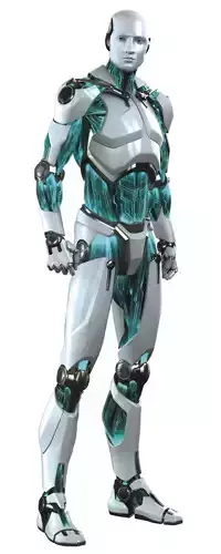 male robot military white blue