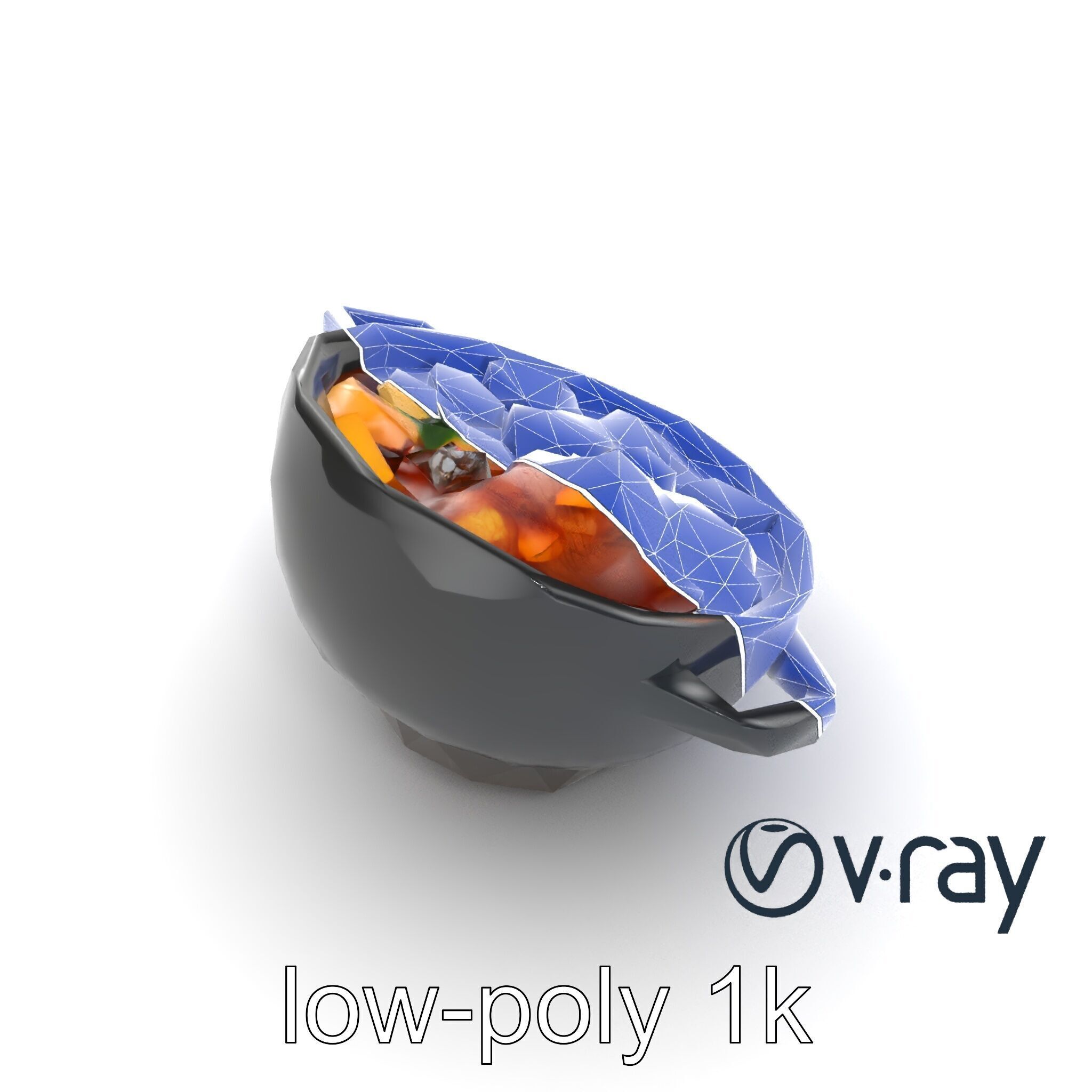 Sukiyaki Cast Iron Pot with Authentic Japanese Ingredients mo... Low-poly 3D model_31